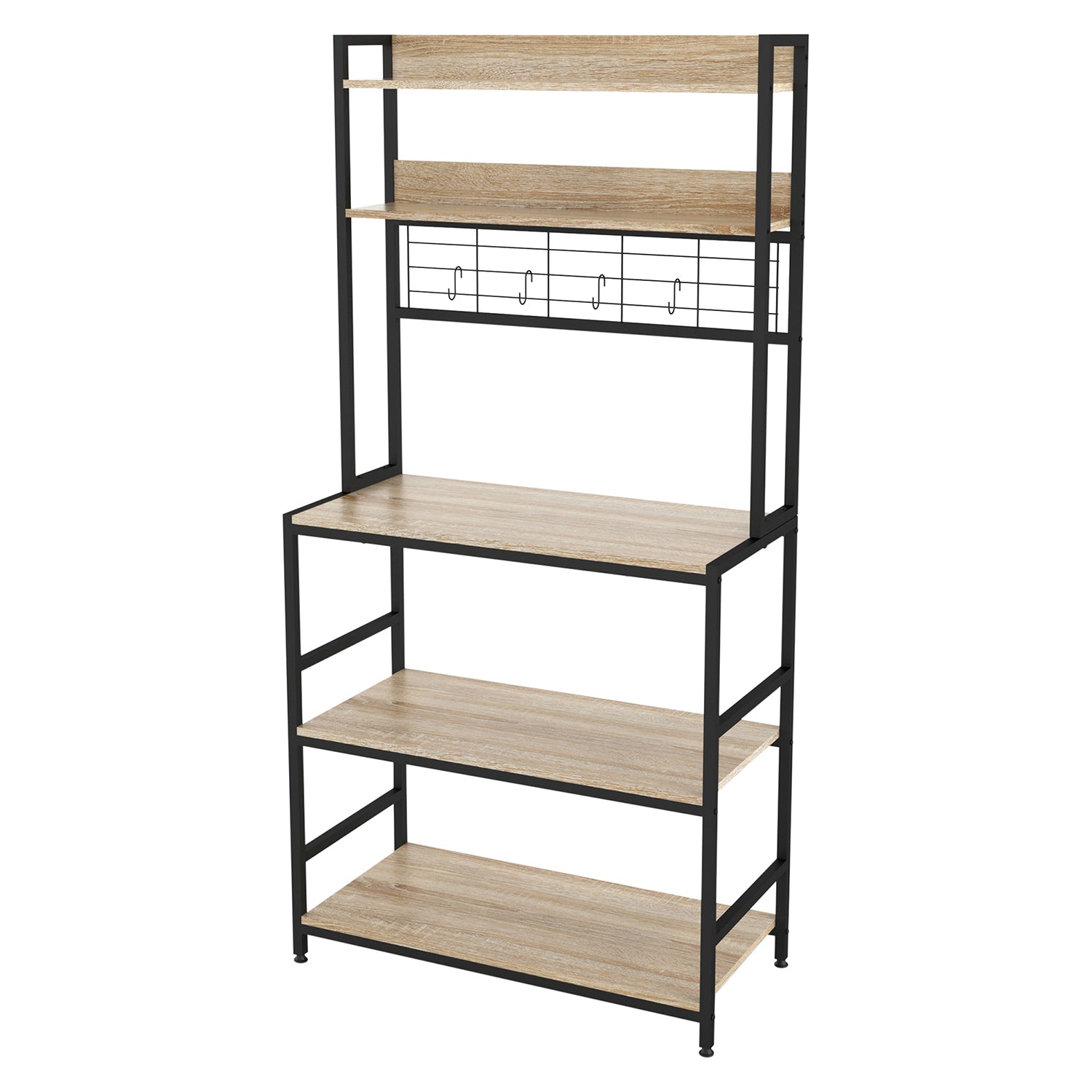 CASA COLLECTION - Banco cucina 3 ripiani e 2 mensole in legno truciolare e metallo nero Linea Hamilton - h170x84x40 cm