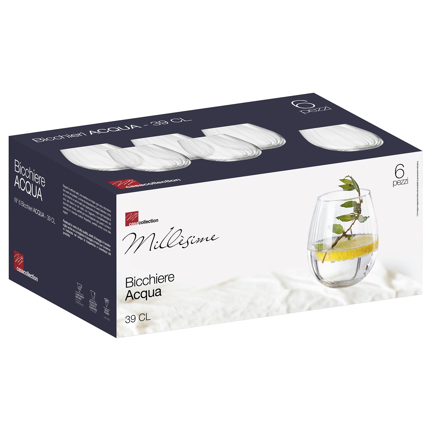 CASA COLLECTION - Bicchieri in Vetro Millesime 39 cl - set 6 pezzi