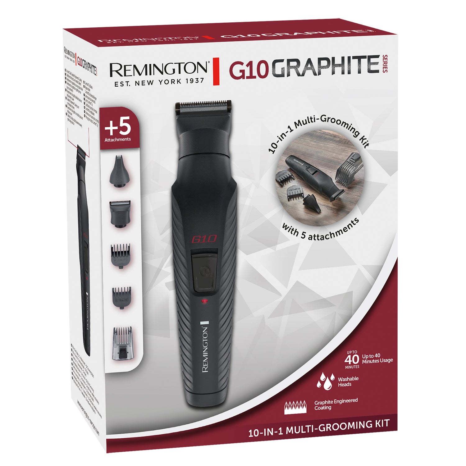 REMINGTON - Kit Multi-Grooming 10 in 1 G10 Graphite Series PG2100 - Cura completa di barba, capelli e corpo