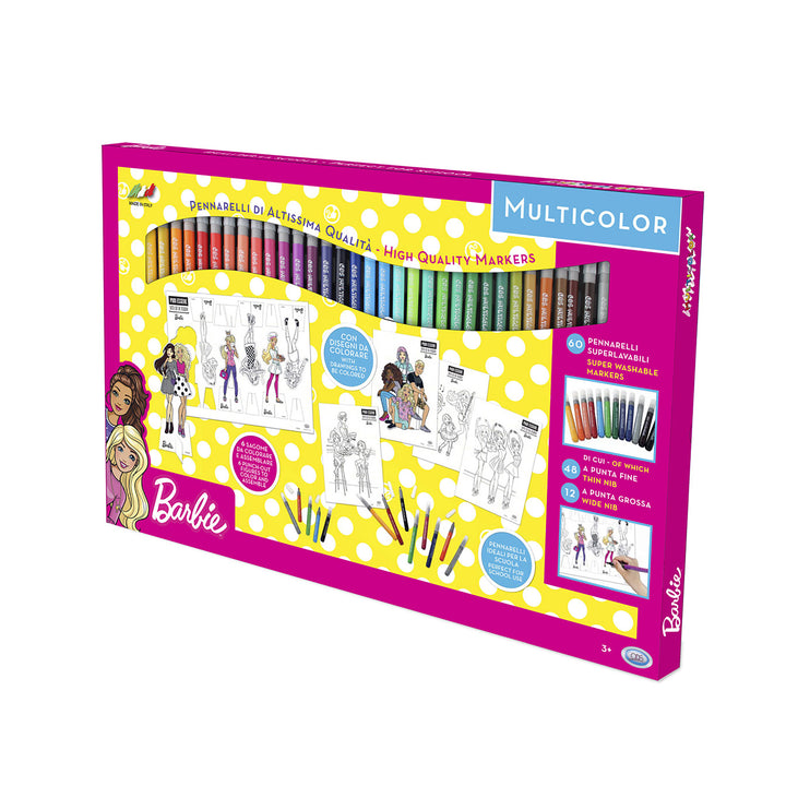 ODS - Barbie Set 60 Pennarelli Lavabili con disegni da colorare