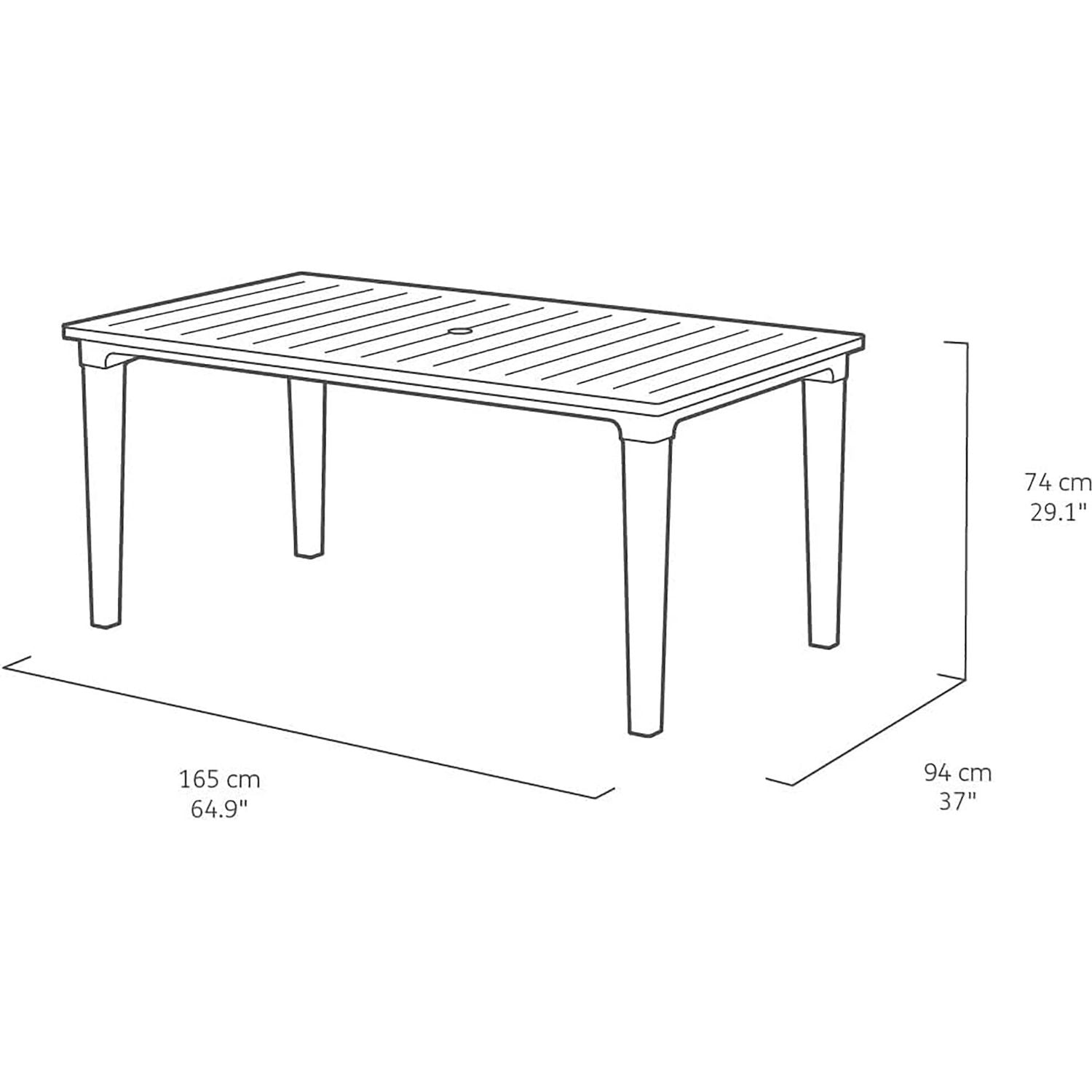 KETER - Tavolo da giardino Futura Bianco con Finitura Effetto Legno - h75x165x95 cm