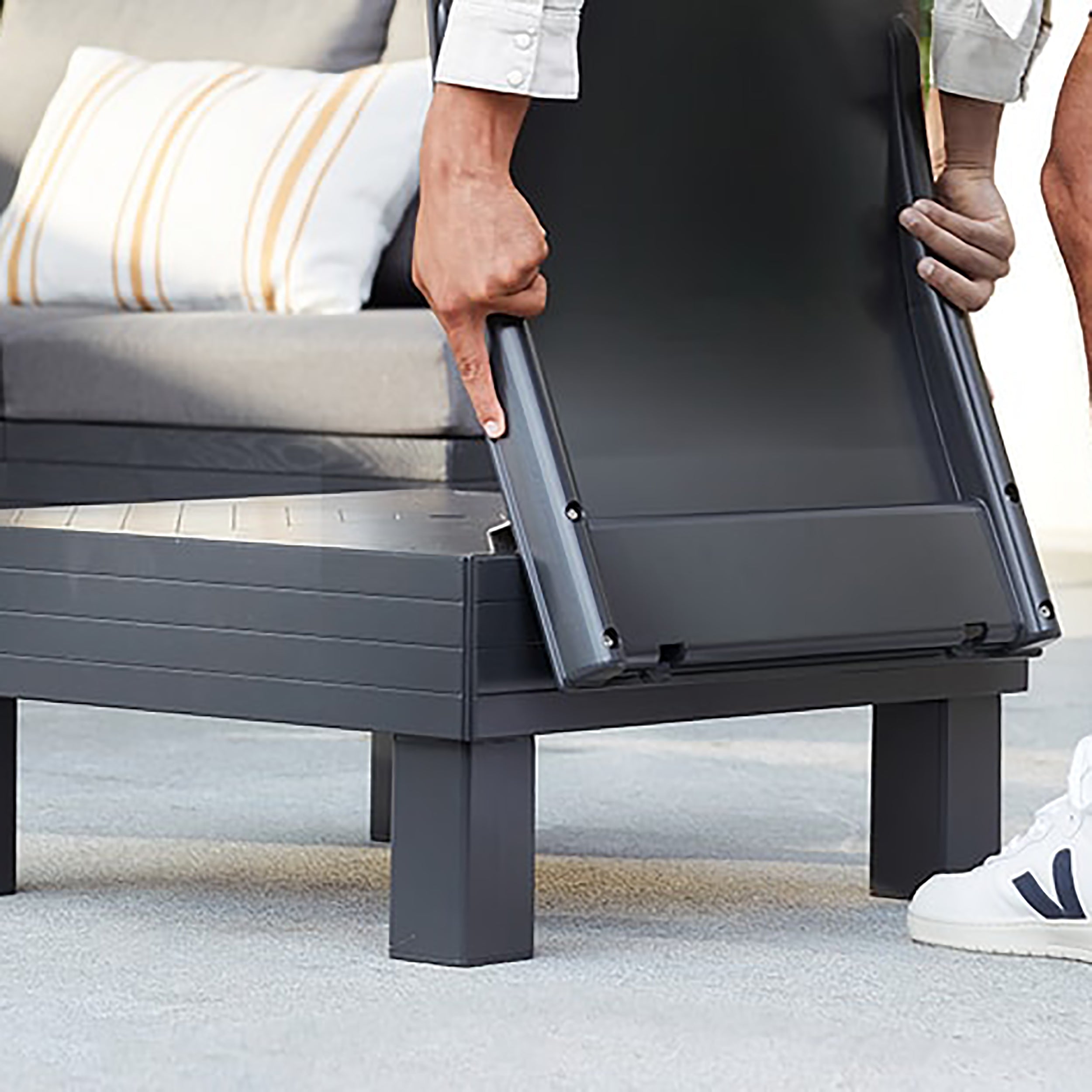 KETER - Set da giardino Lounge Modulare ad Angolo 5 Posti Grafite Linea Elements