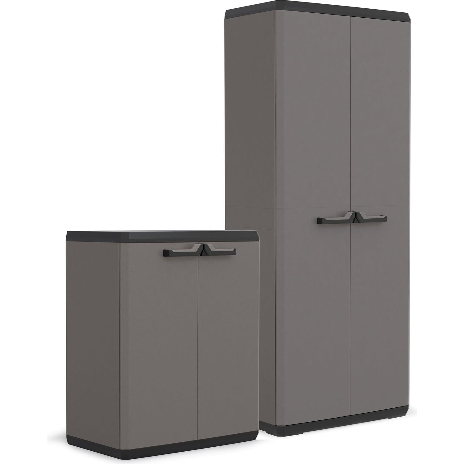 KETER - Set 2 Armadi da Giardino Linea Armadio Più 1 Alto Tutto Piani + 1 Basso