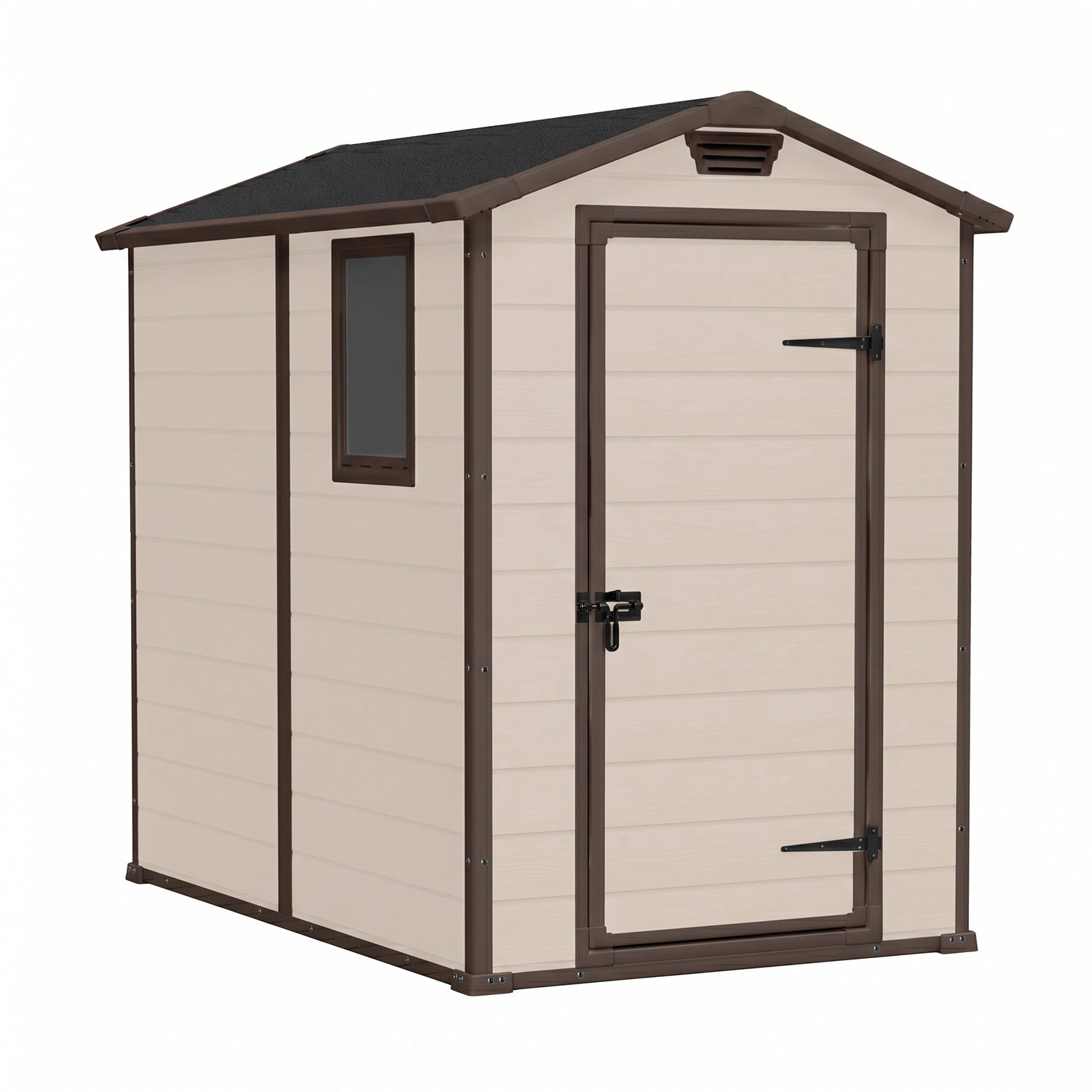 KETER - Casetta da Giardino Manor 4x6 in Resina Beige con Pavimento - h198x130x192 cm
