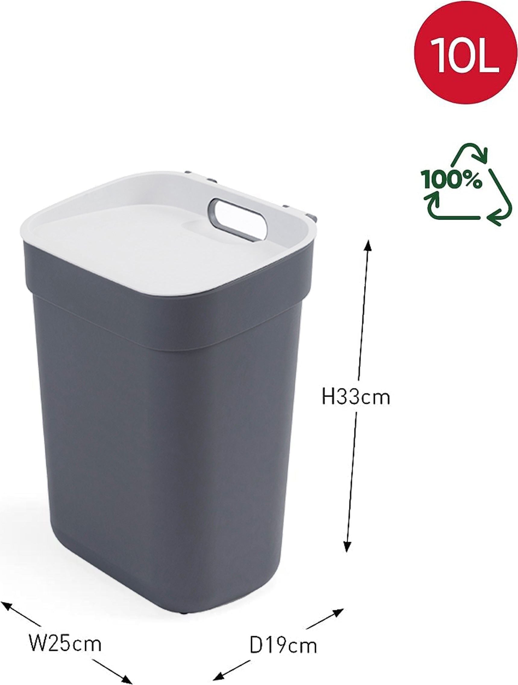 CURVER - Pattumiera Raccolta Differenziata Ready to Collect Grigio scuro 10 litri - h33x25x19 cm