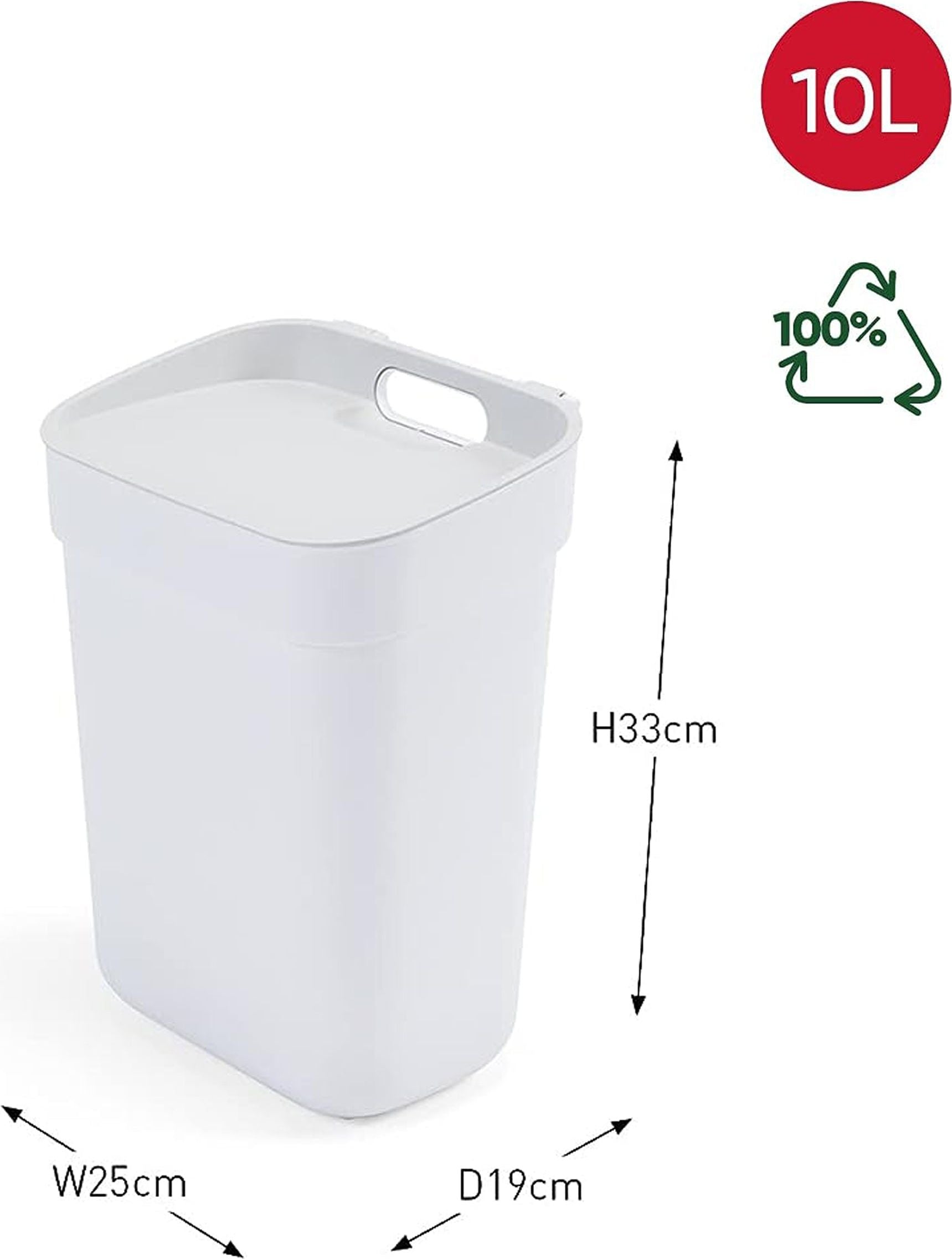 CURVER - Pattumiera Raccolta Differenziata Ready to Collect Bianco 10 litri - h33x25x19 cm