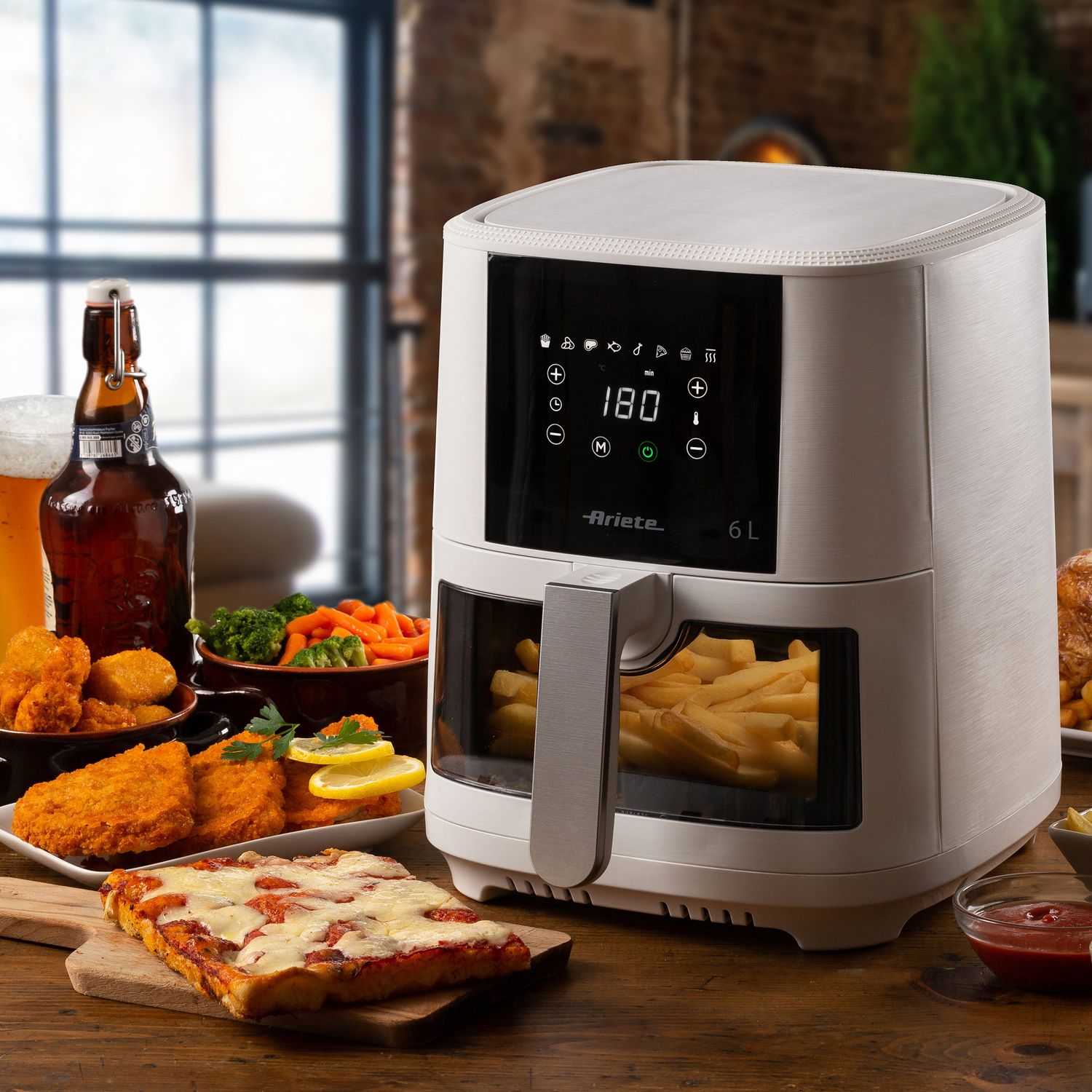 ARIETE - Friggitrice ad Aria 6 litri Air Fryer White 1300 Watt