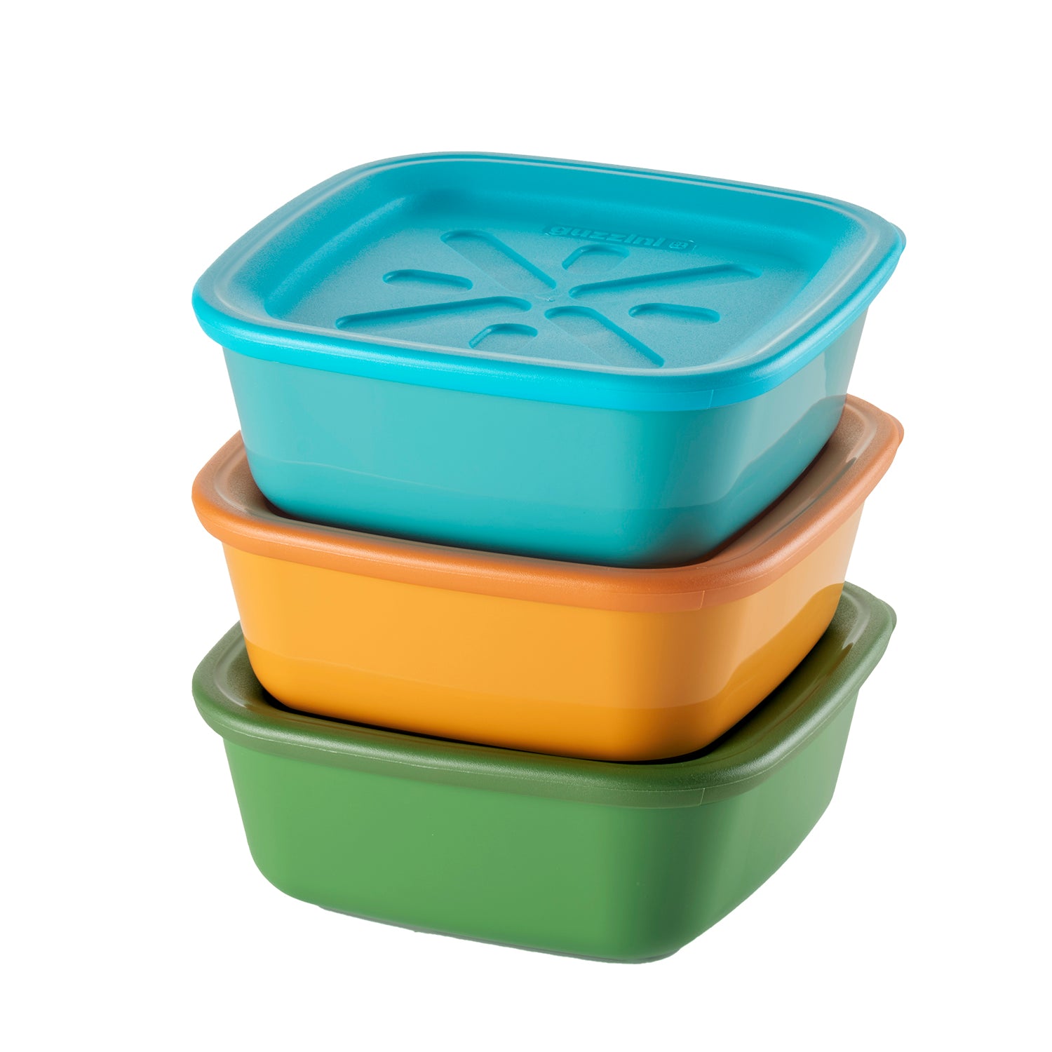 GUZZINI - Set 3 Contenitori Quadrati Ermetici con Coperchio Multicolor Everfresh