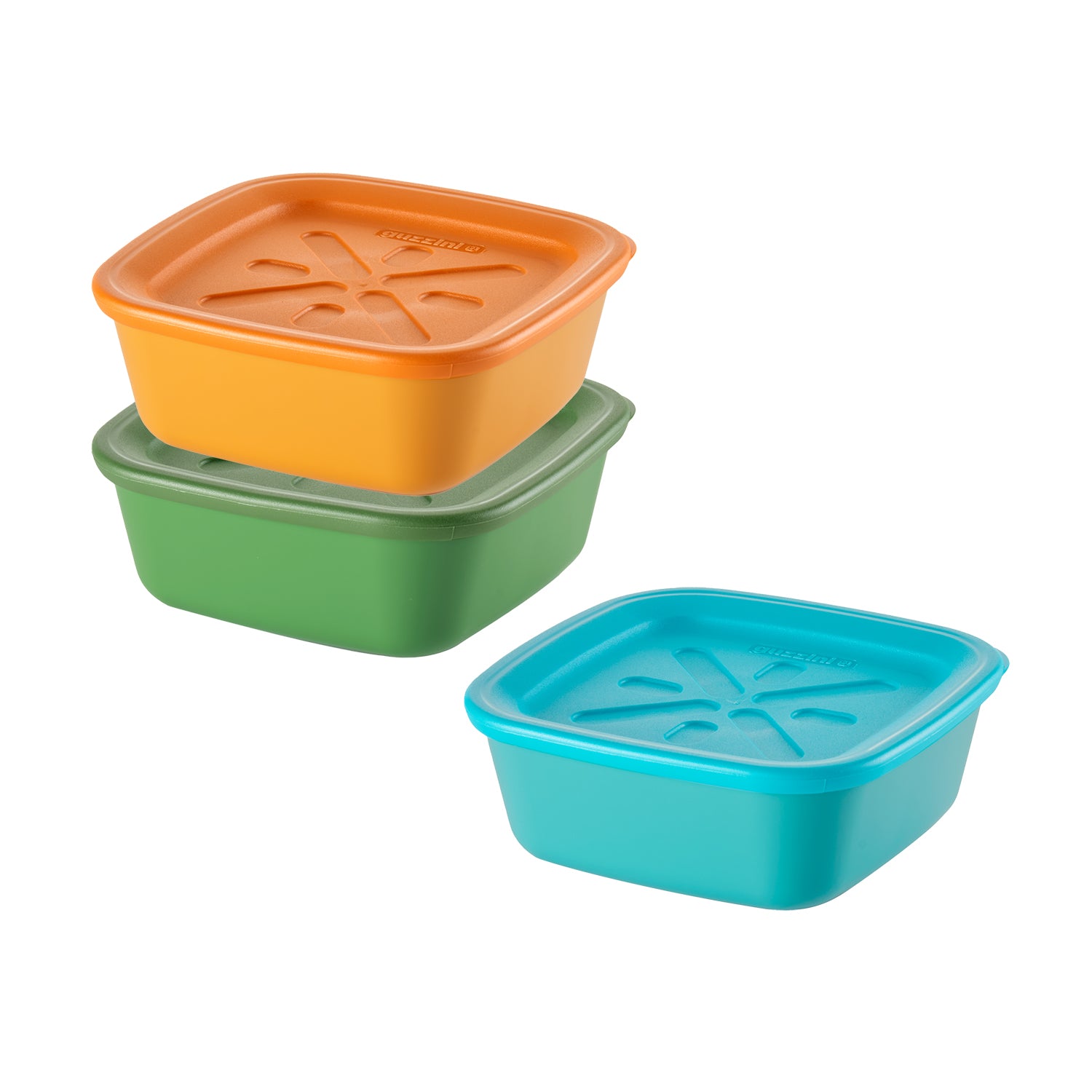 GUZZINI - Set 3 Contenitori Quadrati Ermetici con Coperchio Multicolor Everfresh