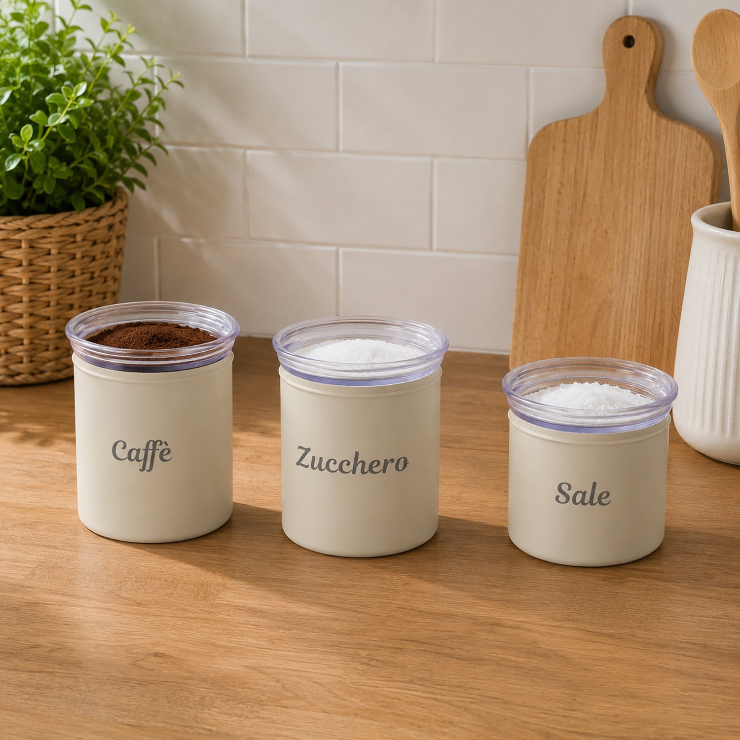 GUZZINI - Set 3 Barattoli Ermetici Impilabili Chef Line