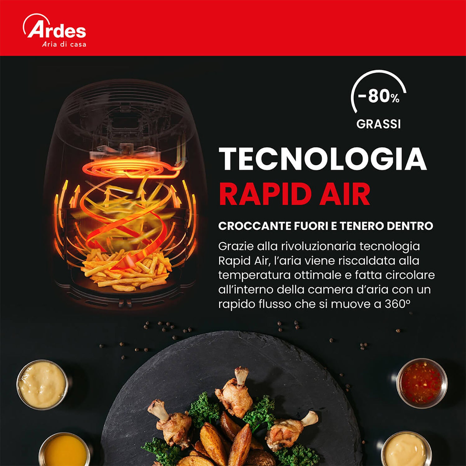 ARDES - Friggitrice ad Aria Digitale Delicia 8 Litri 1700 Watt