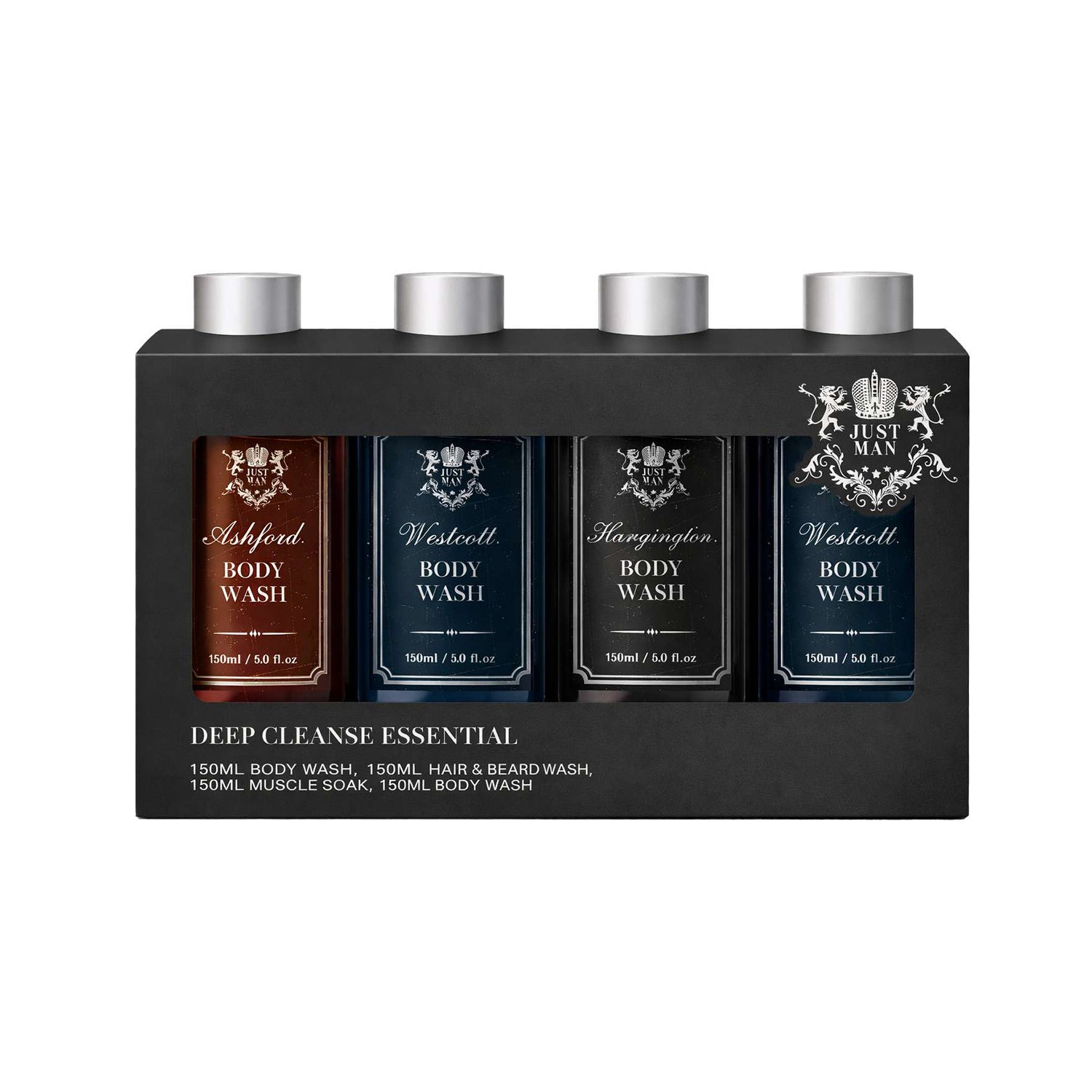 SETABLU - Set Regalo Corpo Uomo Just Man Deep Cleanse Essential 4 Pezzi