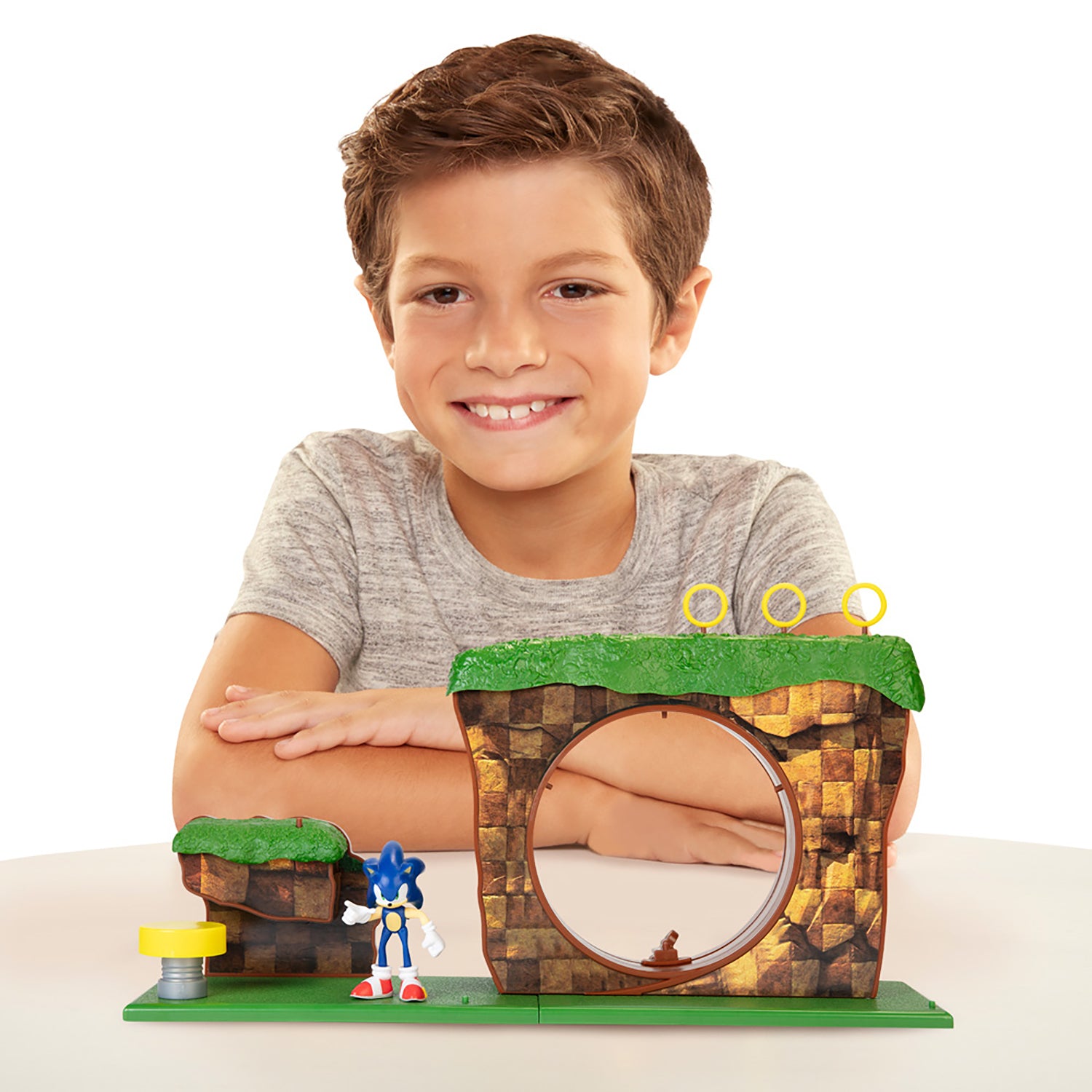 JAKKS - Sonic the Hedgehog Green Hill Zone Playset con Action Figure 6 cm 3+Anni