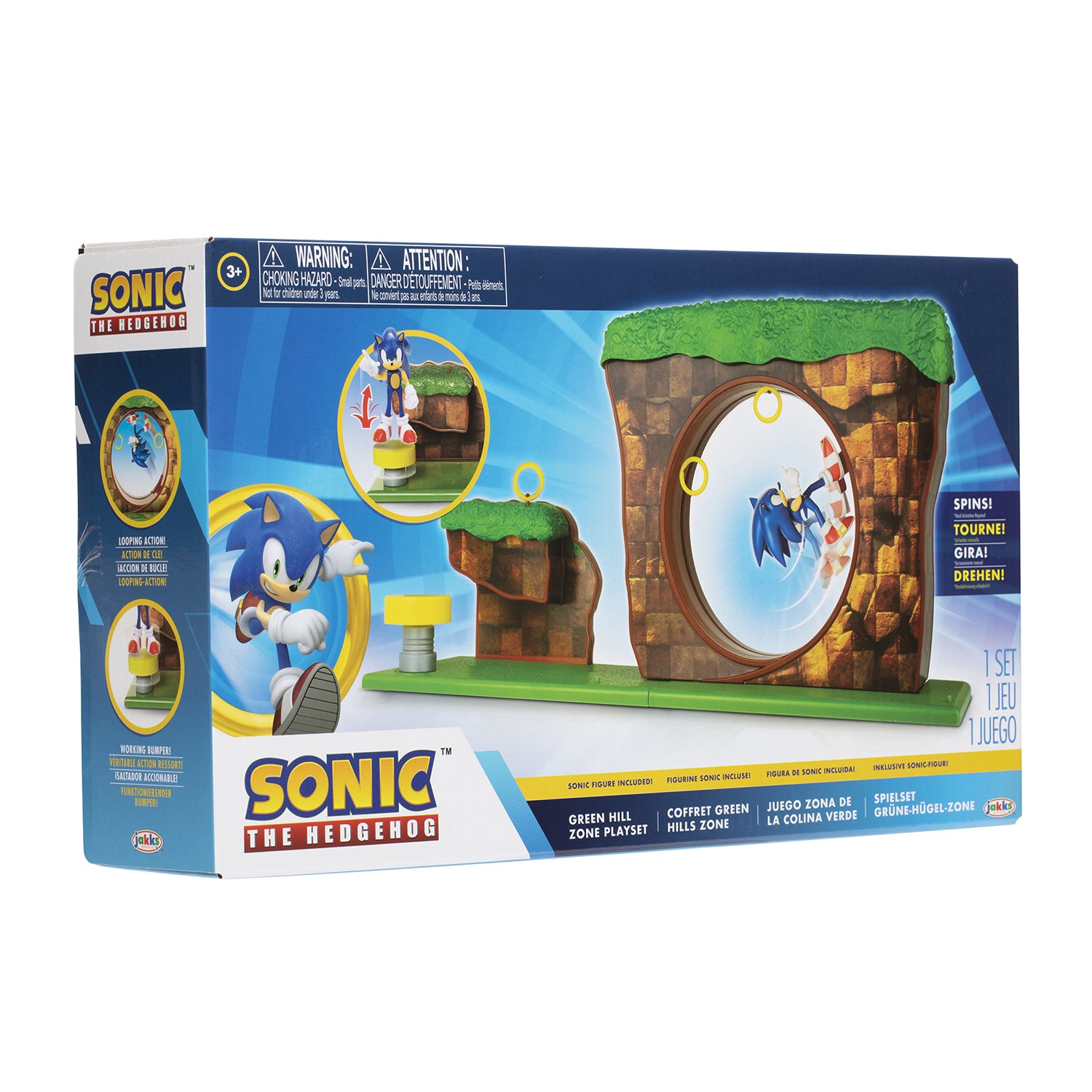 JAKKS - Sonic the Hedgehog Green Hill Zone Playset con Action Figure 6 cm 3+Anni