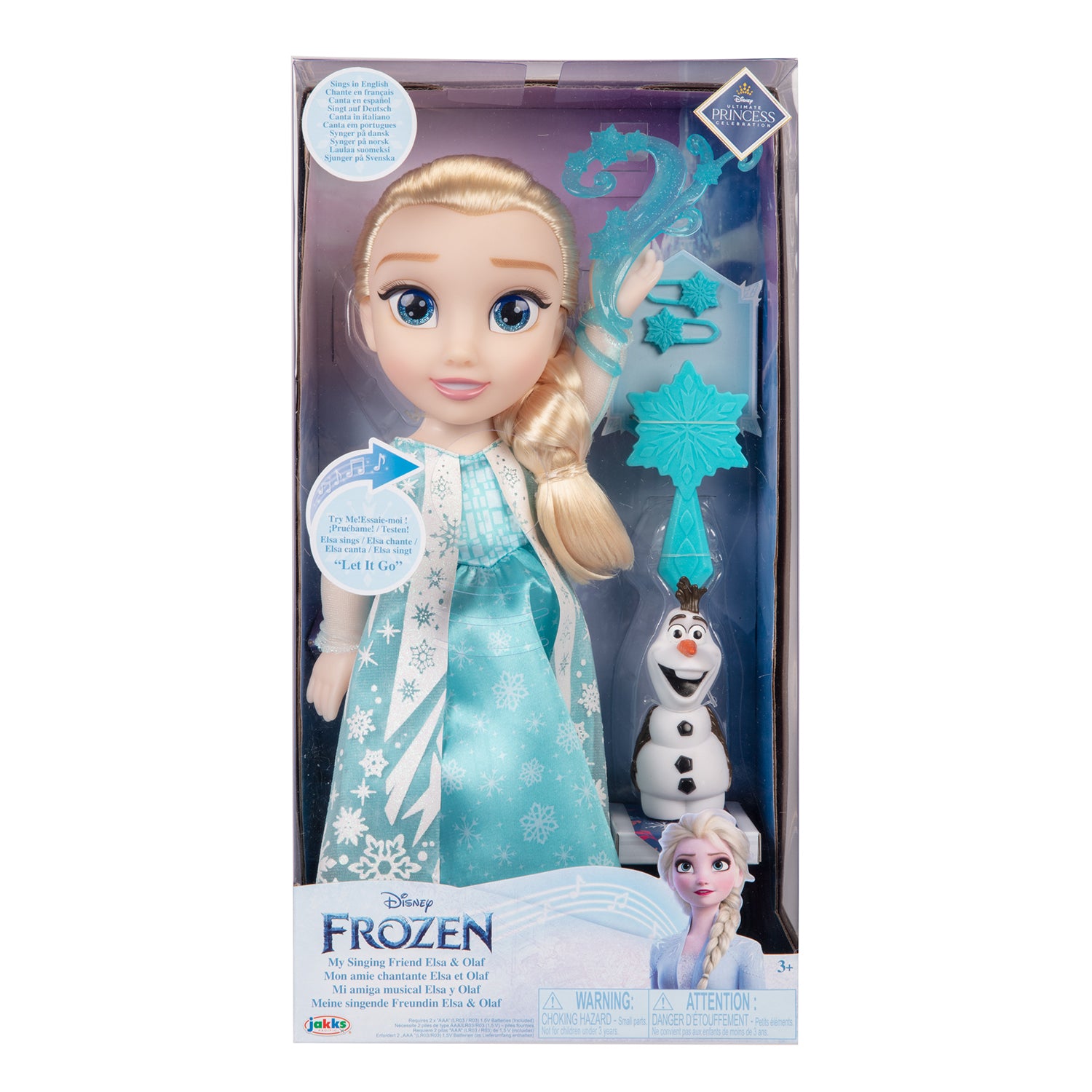 JAKKS - Disney Frozen Bambola Elsa La mia amica cantante Elsa & Olaf h38 cm
