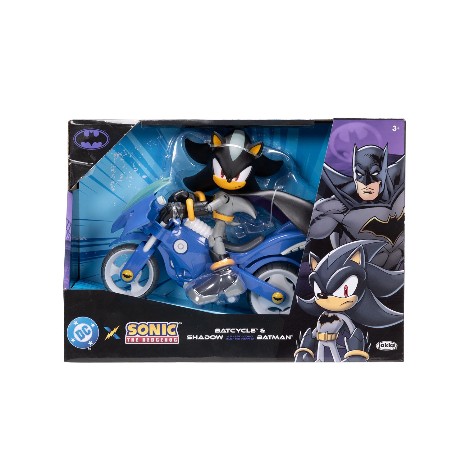 JAKKS - DC x Sonic Shadow Batman con Batcycle e Action Figure Articolata 22 Punti 3+ Anni
