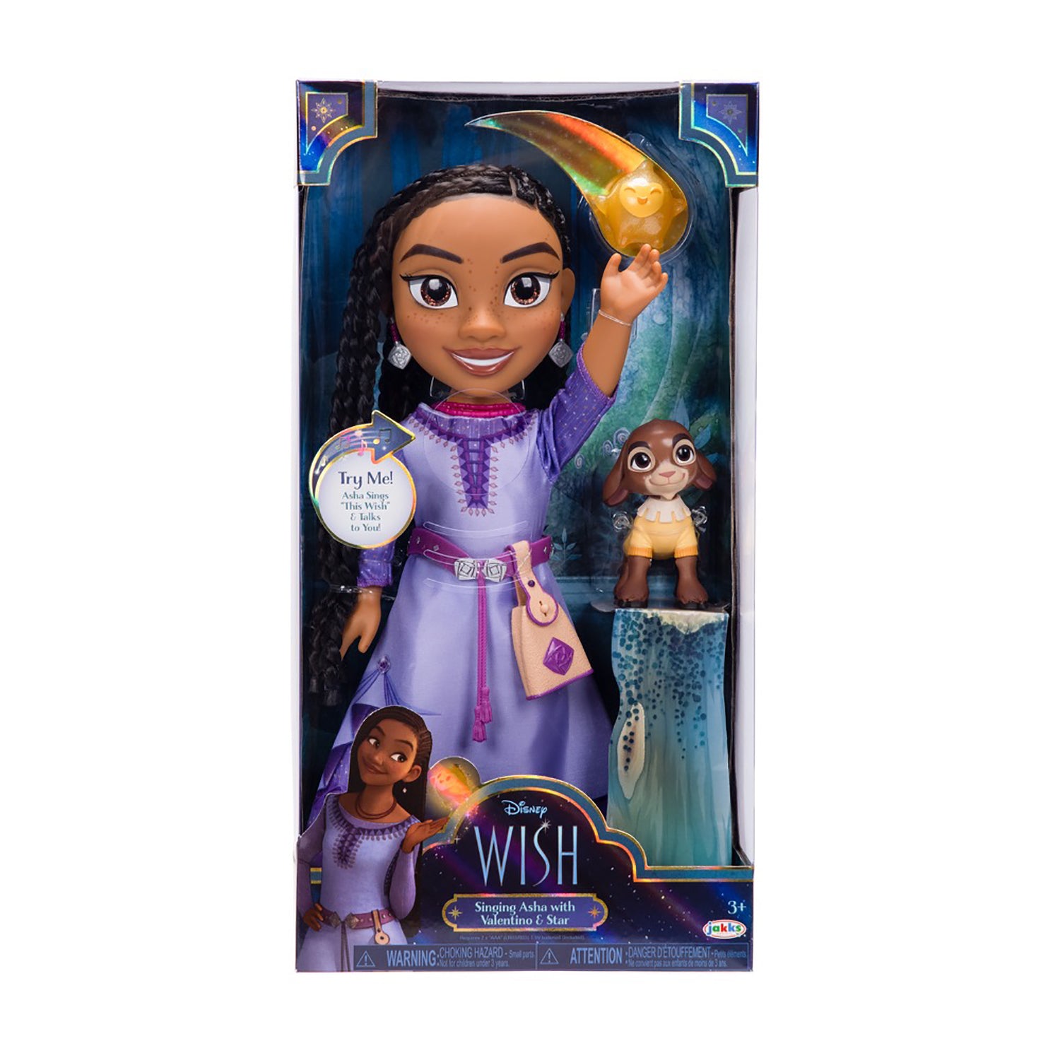 JAKKS - Disney Wish Bambola Asha che canta con Valentino e Star h36 cm