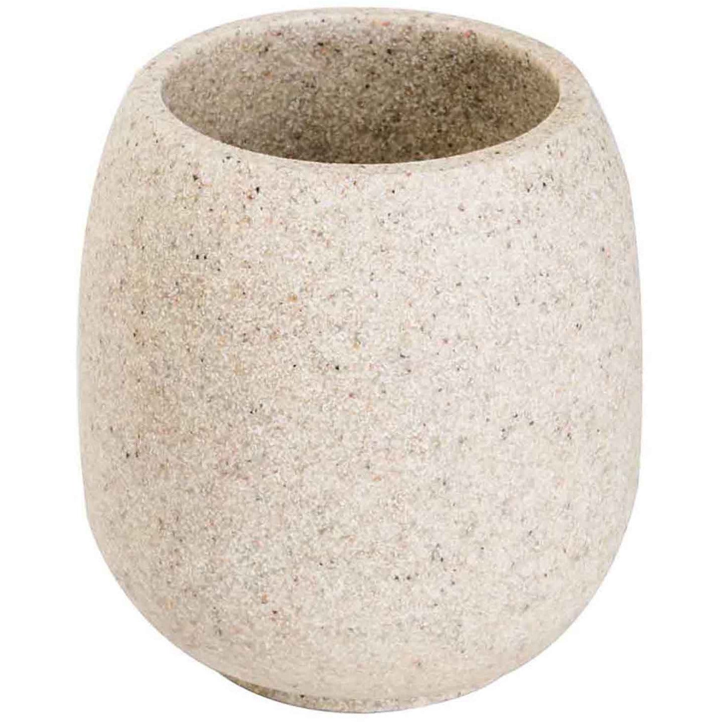 METAFORM - Bicchiere porta spazzolini Afra sabbia - h11,5 cm diametro 10,5 cm