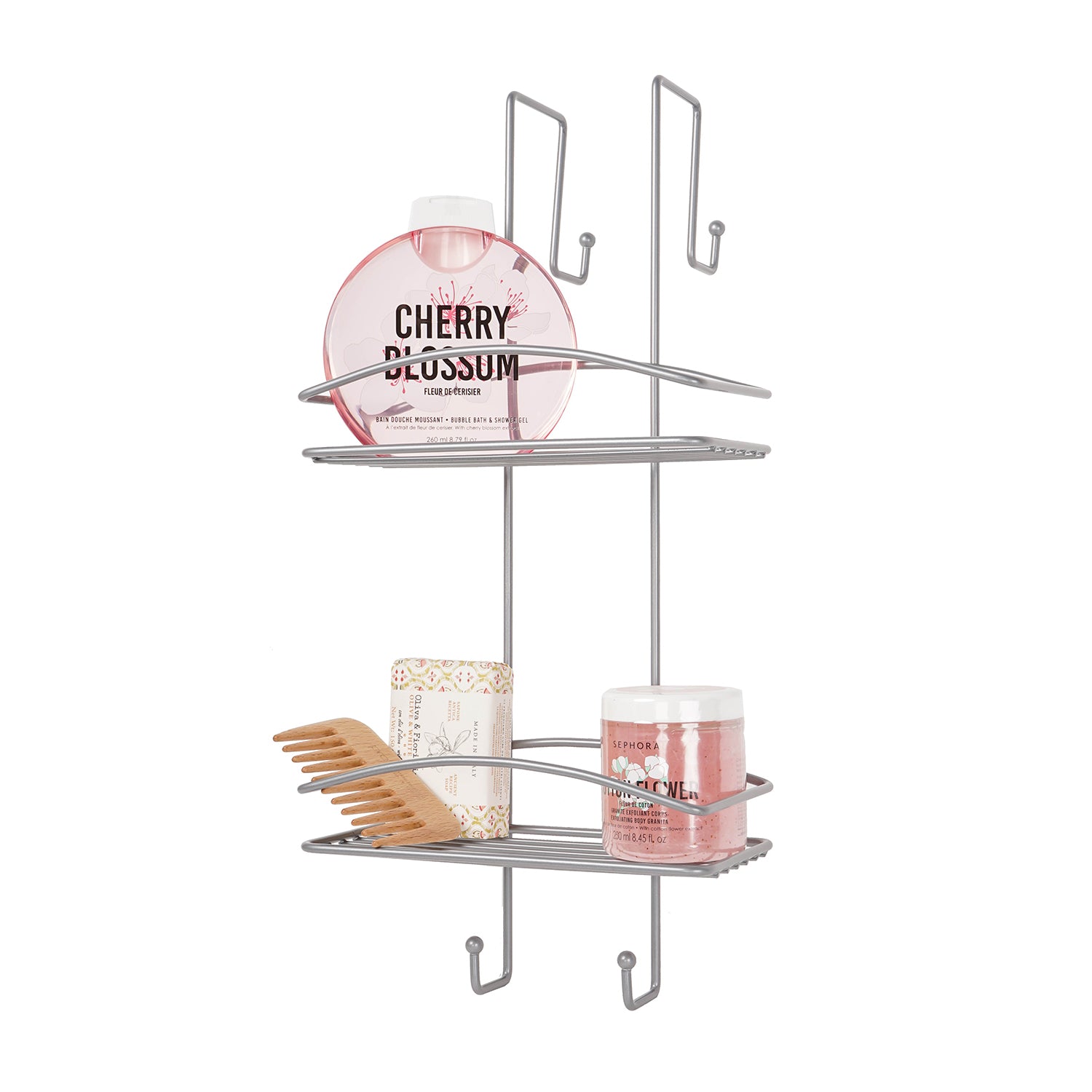 METAFORM - Mensola Doccia Spider Doppio con gancio Shower Lock - h49,5x22x22 cm