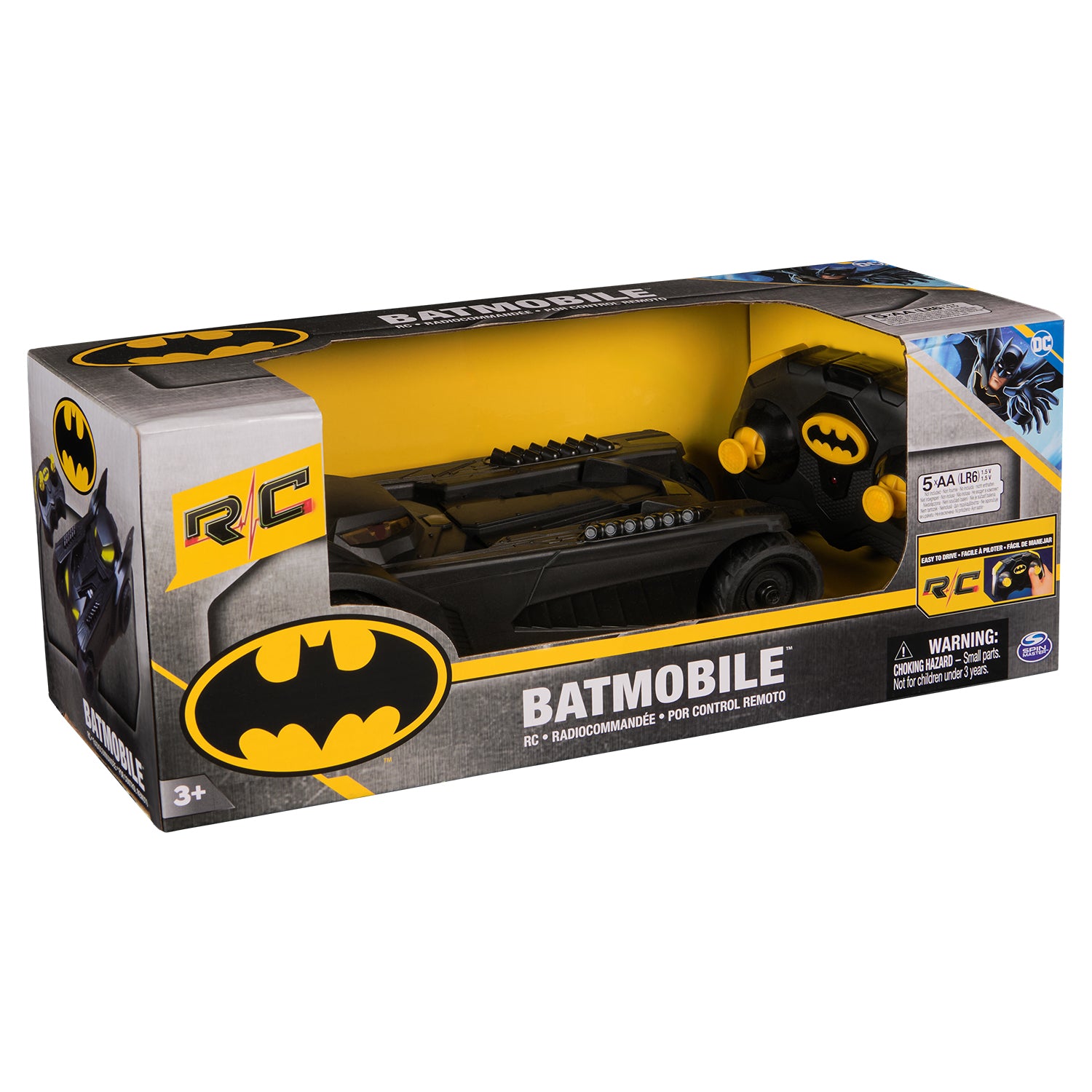 SPIN MASTER - Batman Batmobile Radiocomandata RC con Telecomando 3+ Anni