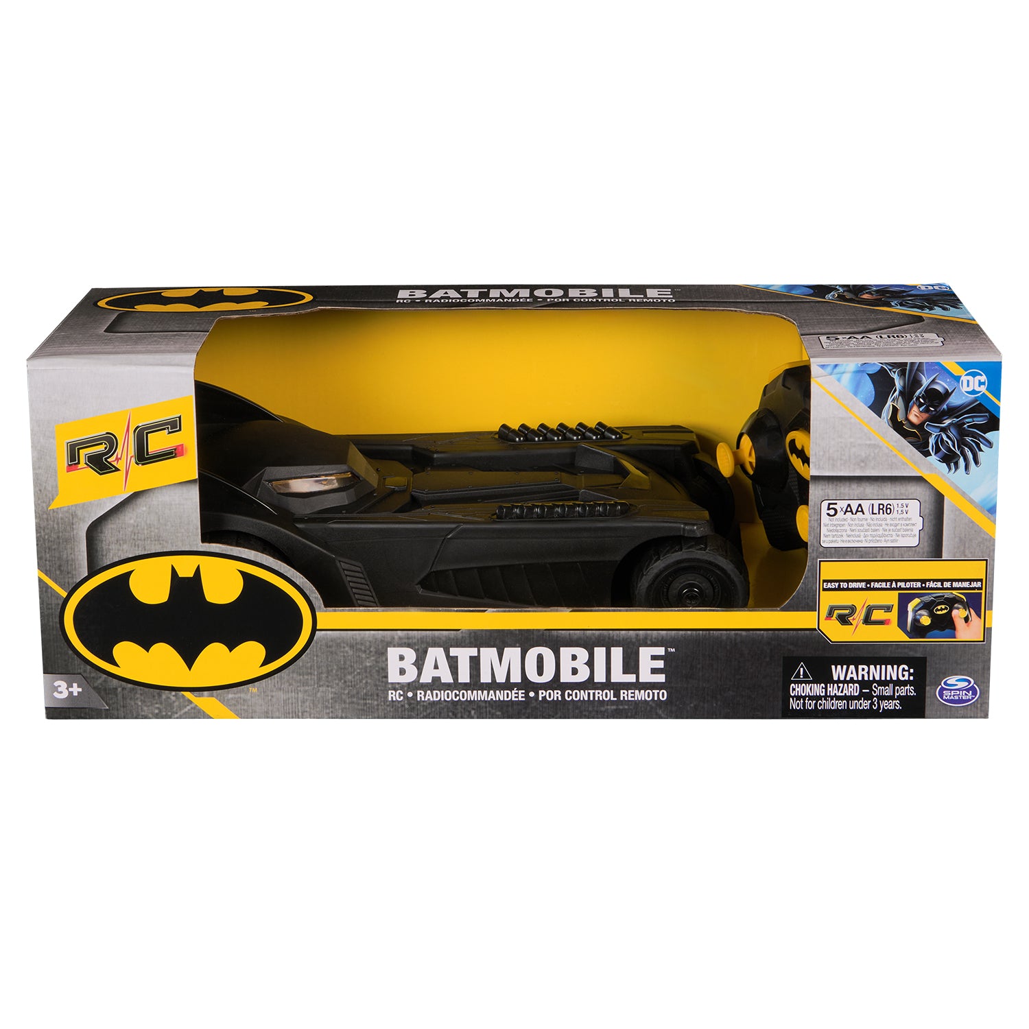 SPIN MASTER - Batman Batmobile Radiocomandata RC con Telecomando 3+ Anni