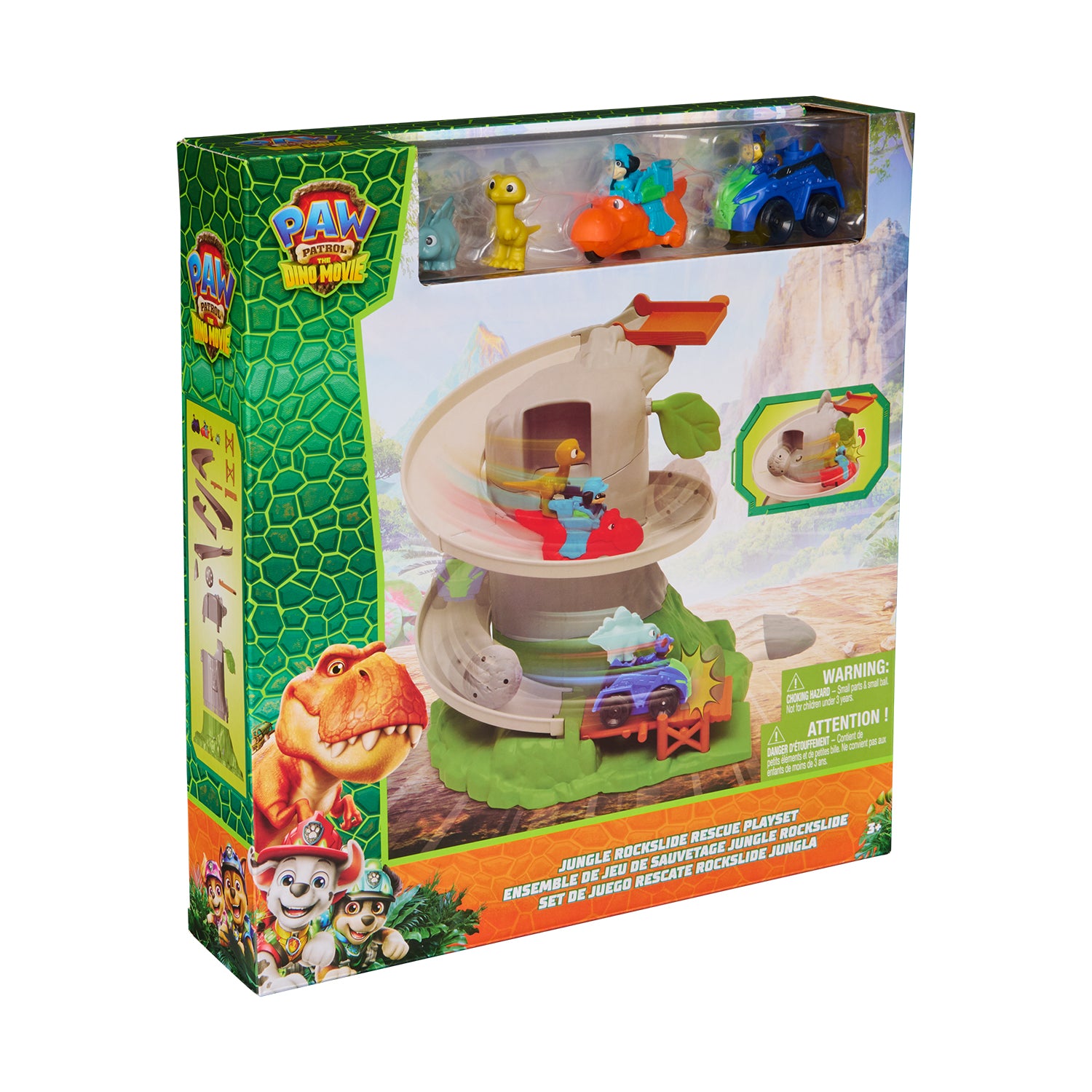 SPIN MASTER - PAW Patrol The Dino Movie Jungle Rockslide Rescue Playset con Chase e Veicolo 3+ Anni