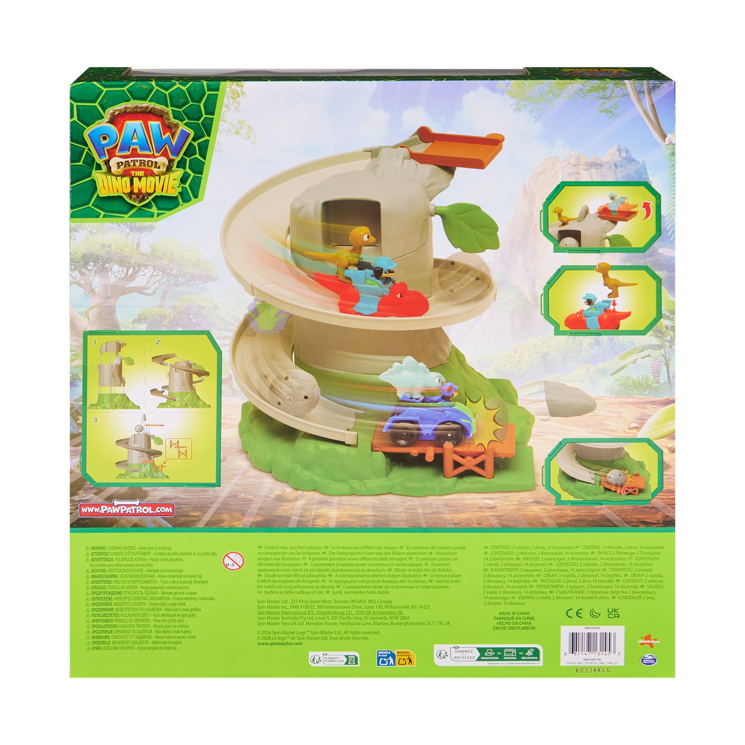SPIN MASTER - PAW Patrol The Dino Movie Jungle Rockslide Rescue Playset con Chase e Veicolo 3+ Anni