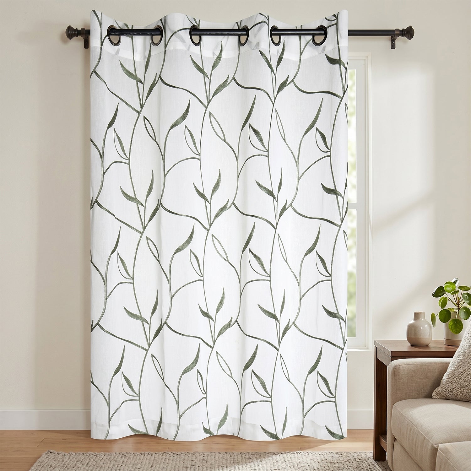 STOF - Tenda Acanthe con motivo floreale Verde h260x140 cm
