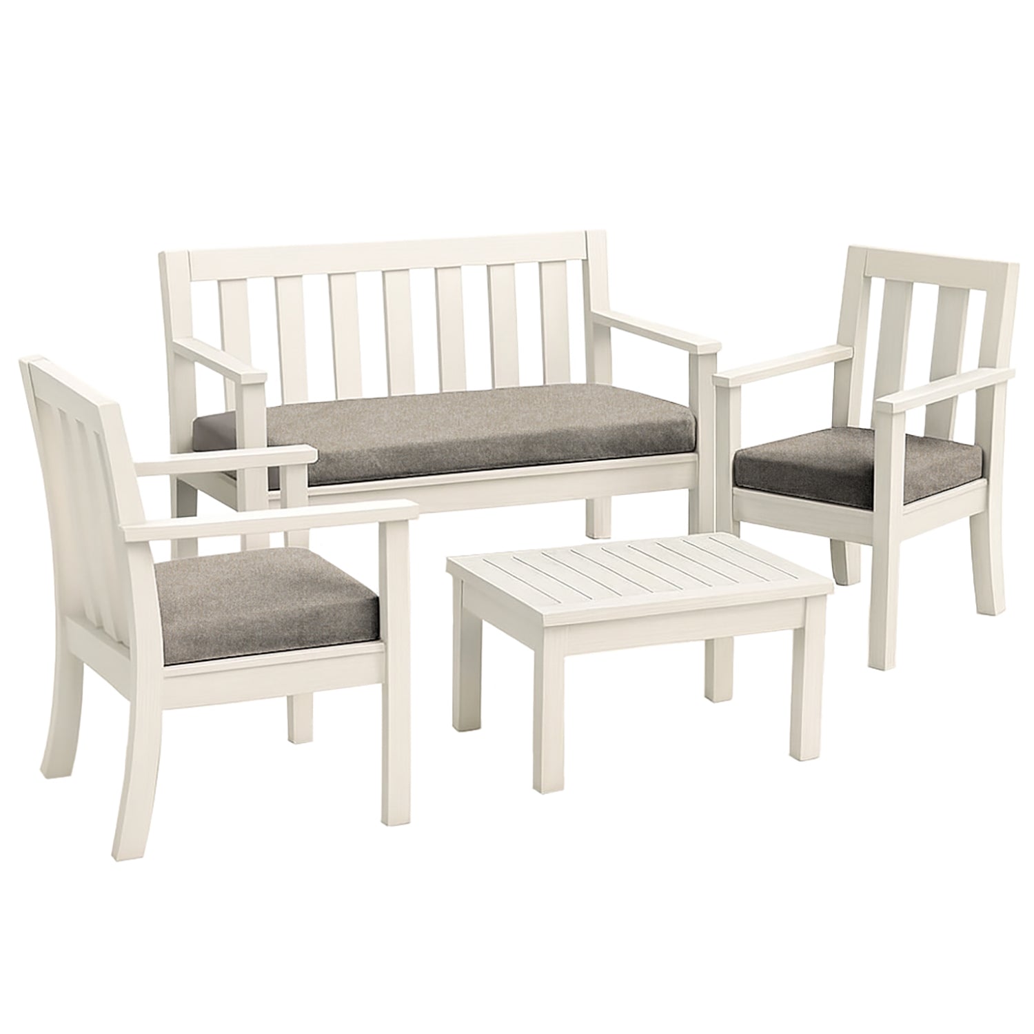 GEMITEX - Set 3 Pezzi Cuscini Divanetto da Giardino Sfoderabili Tortora