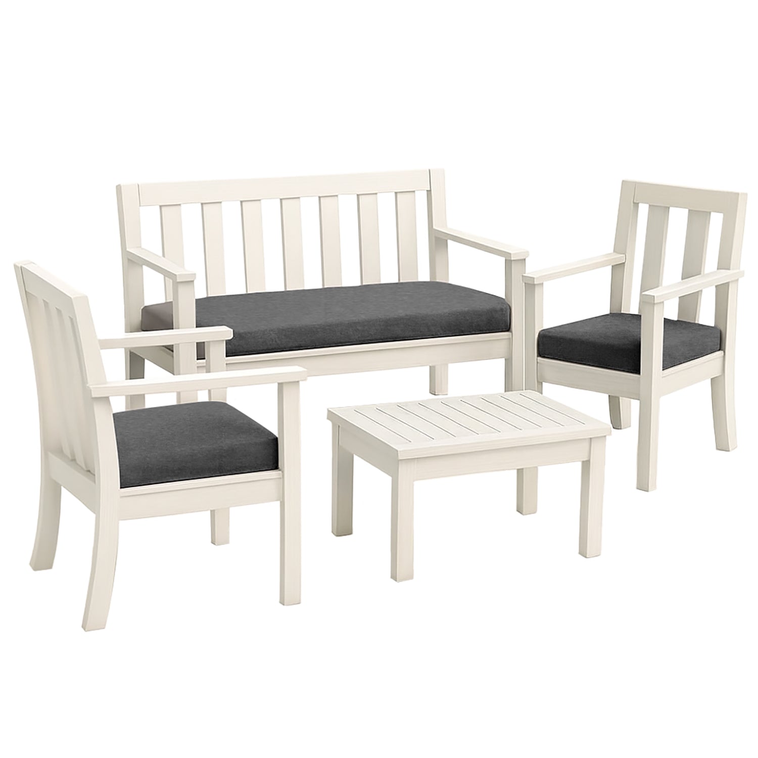 GEMITEX - Set 3 Pezzi Cuscini Divanetto da Giardino Sfoderabili Grigio