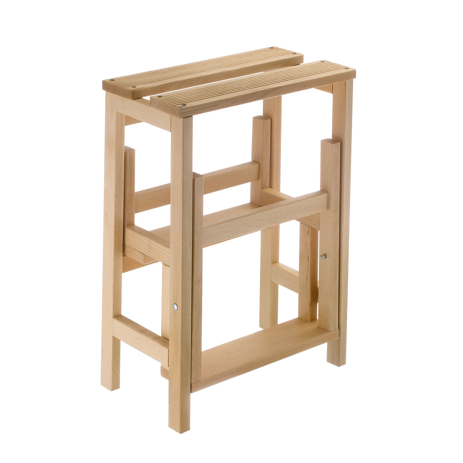 MOTTINOX - Sgabello con ribalta in Legno di Faggio 3 Gradini Naturale Linea MottiWood