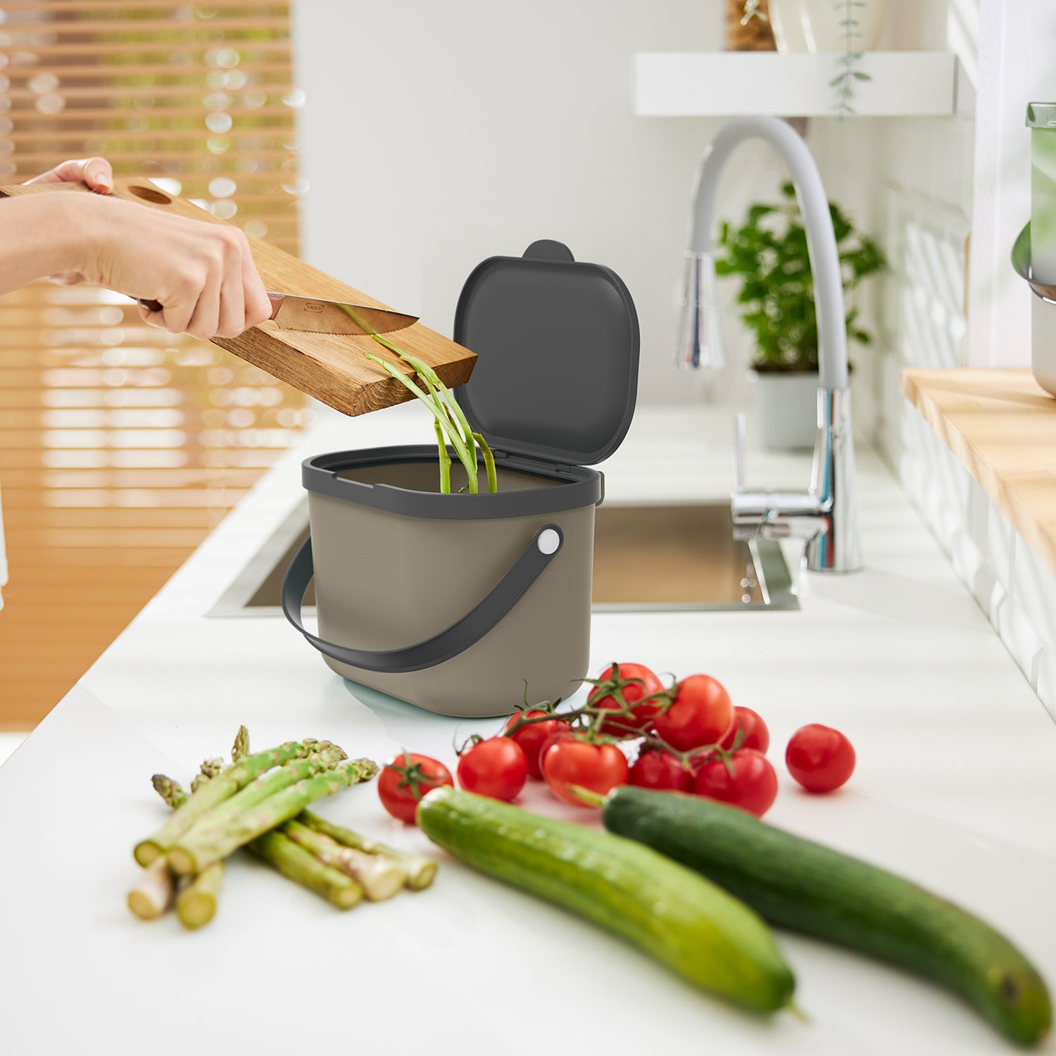 ROTHO  - Pattumiera Albula Cappuccino 3,2 litri - h14,7x22,2x17,2 cm