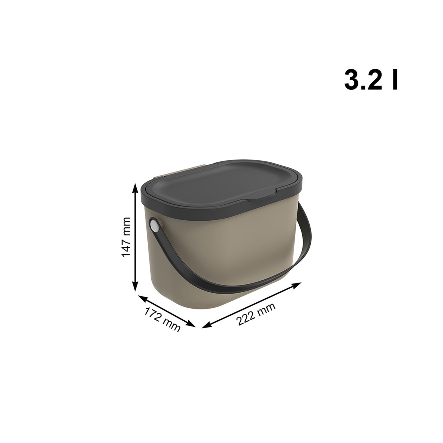 ROTHO  - Pattumiera Albula Cappuccino 3,2 litri - h14,7x22,2x17,2 cm