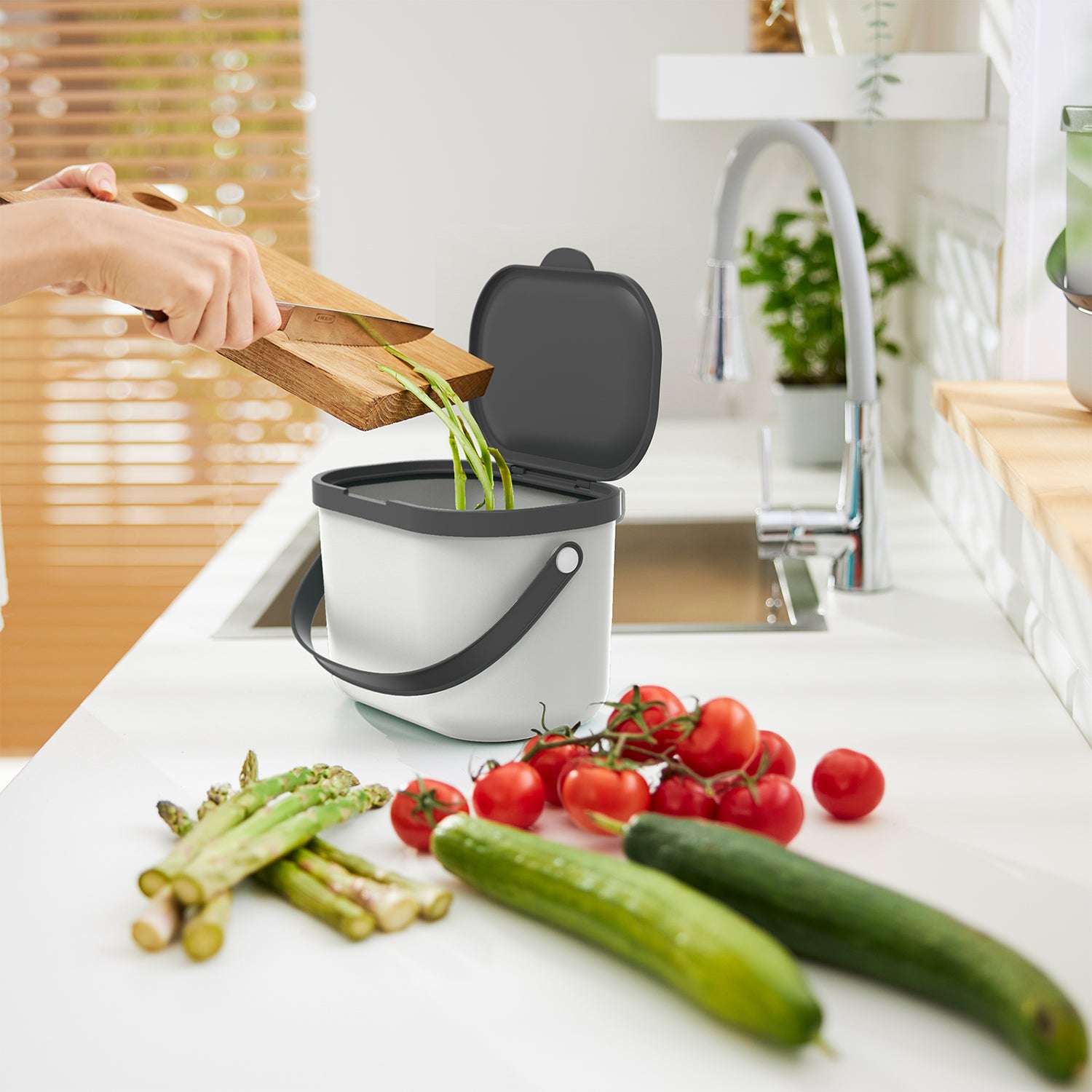 ROTHO  - Pattumiera Albula Bianca 3,2 litri - h14,7x22,2x17,2 cm