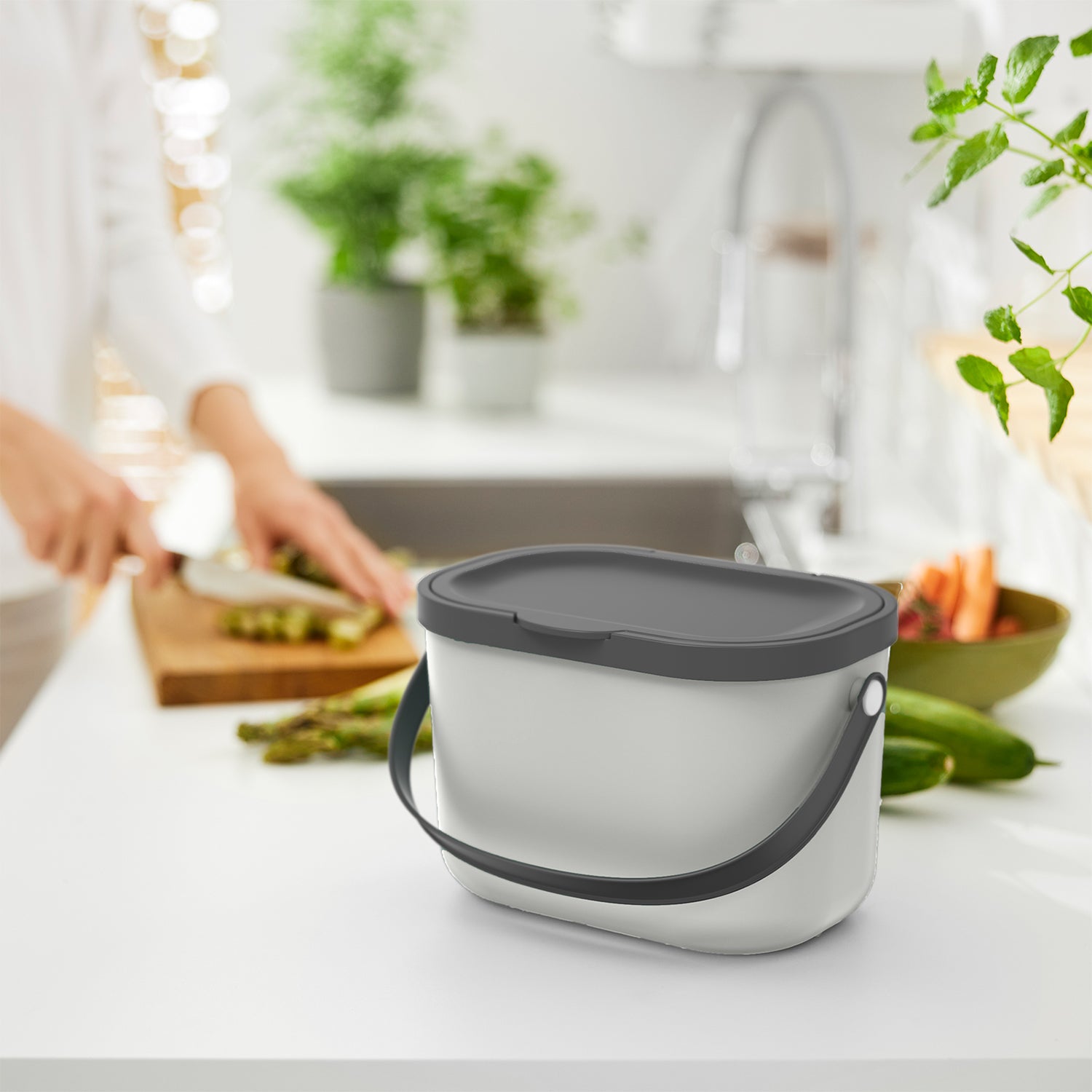 ROTHO  - Pattumiera Albula Bianca 3,2 litri - h14,7x22,2x17,2 cm