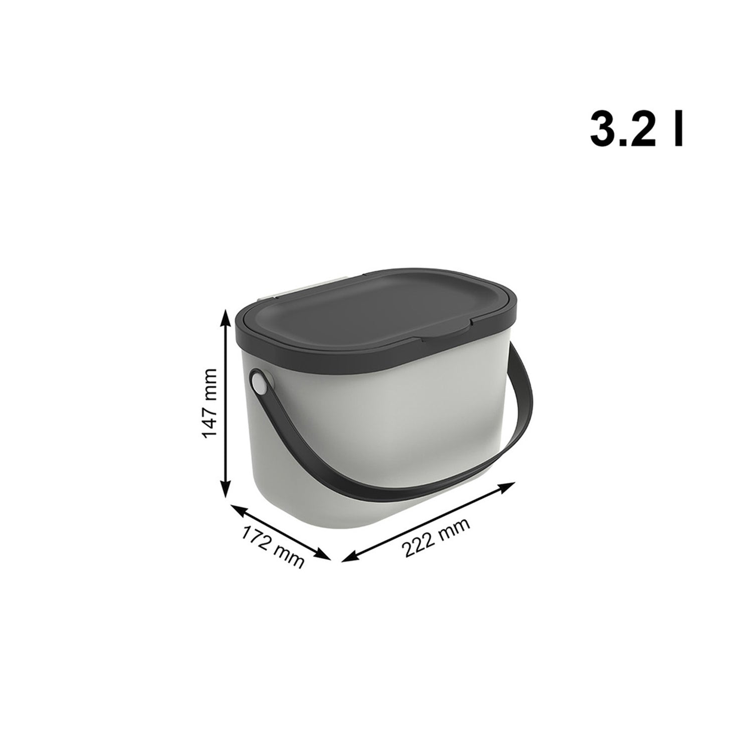 ROTHO  - Pattumiera Albula Bianca 3,2 litri - h14,7x22,2x17,2 cm