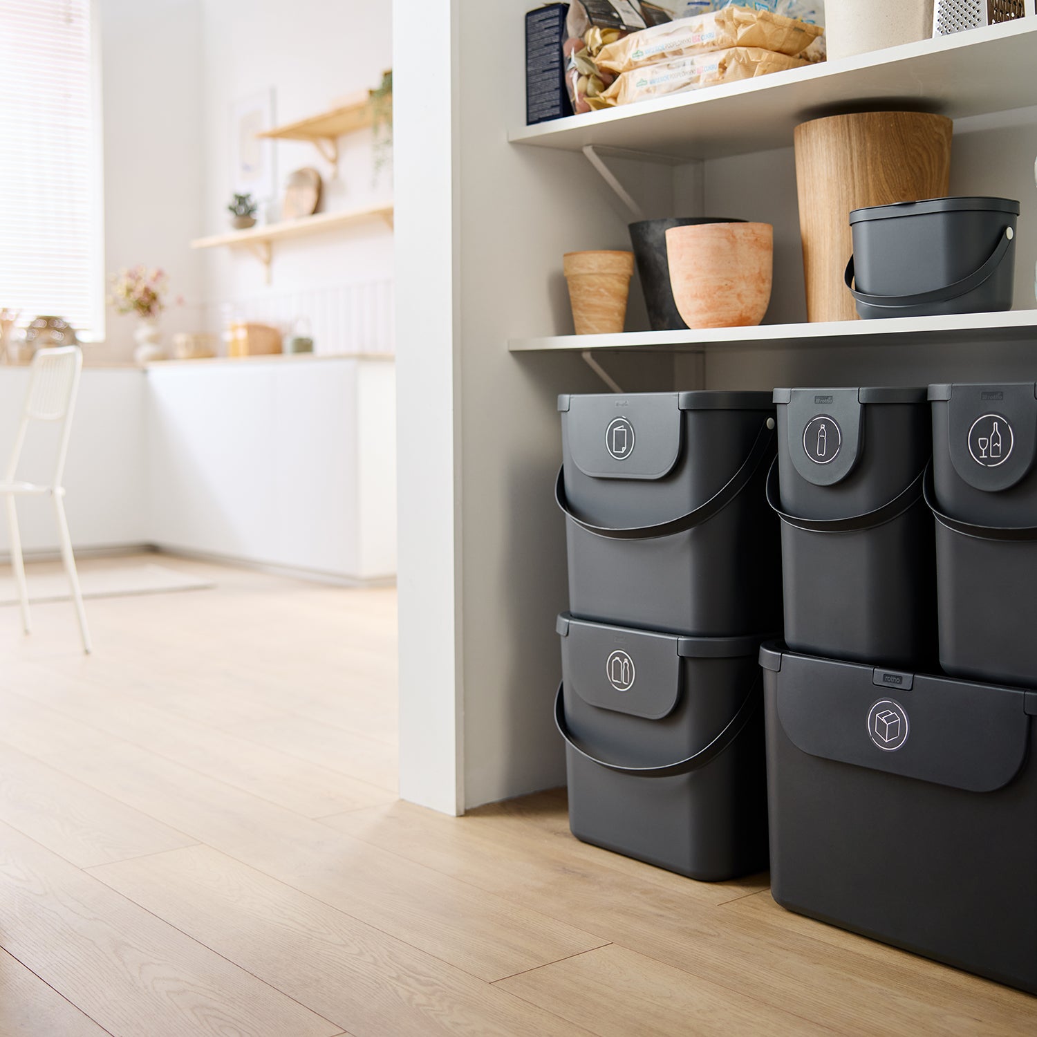 ROTHO  - Pattumiera Albula Antracite 3,2 litri - h14,7x22,2x17,2 cm