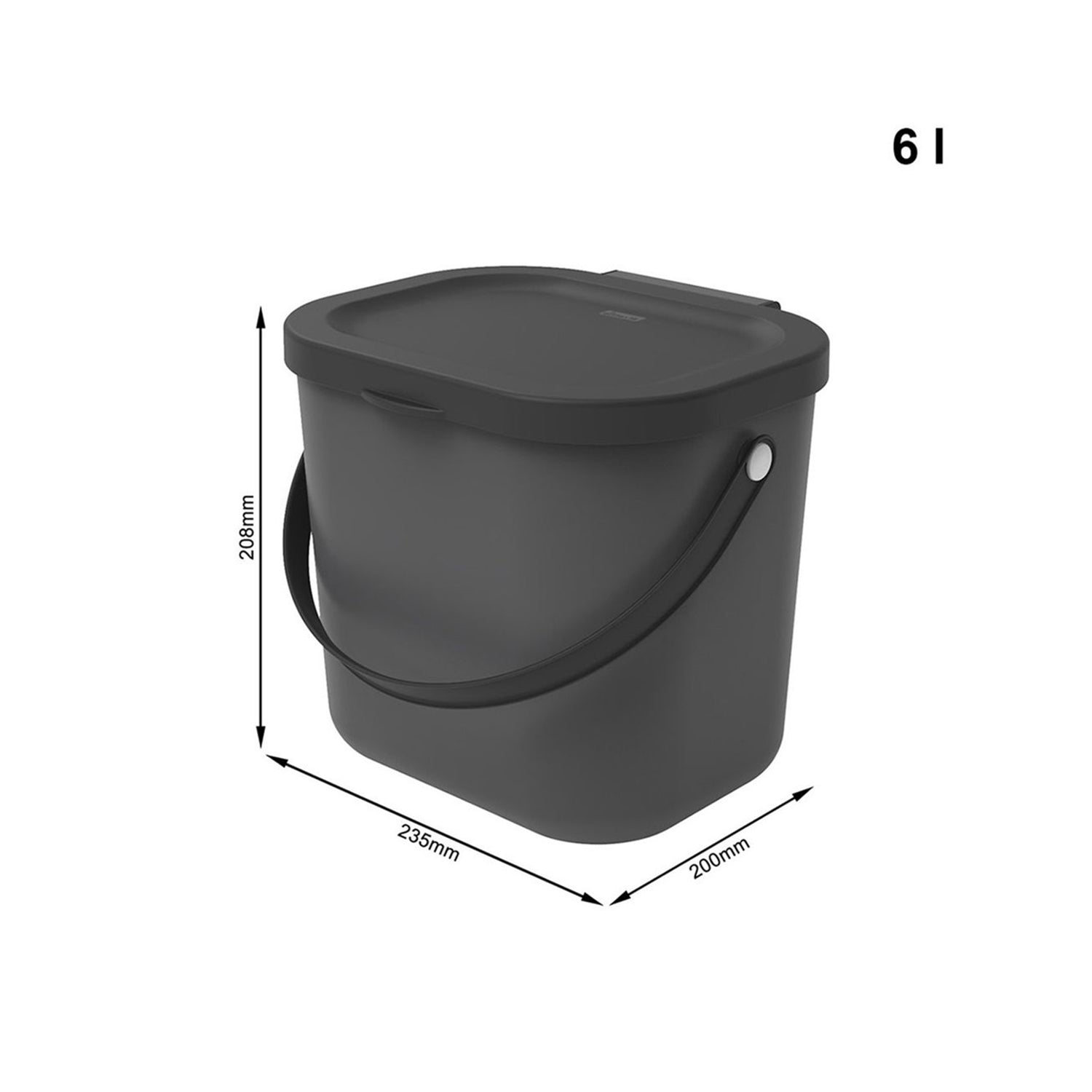 ROTHO - Pattumiera Albula Antracite 6 litri - h20,8x23,5x20 cm