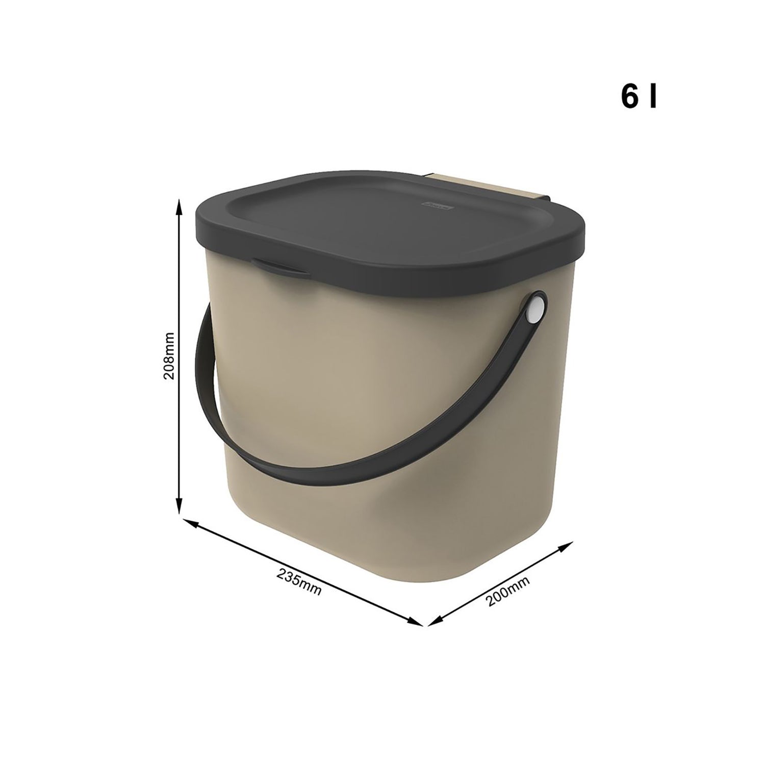 ROTHO - Pattumiera Albula Cappuccino 6 litri - h20,8x23,5x20 cm