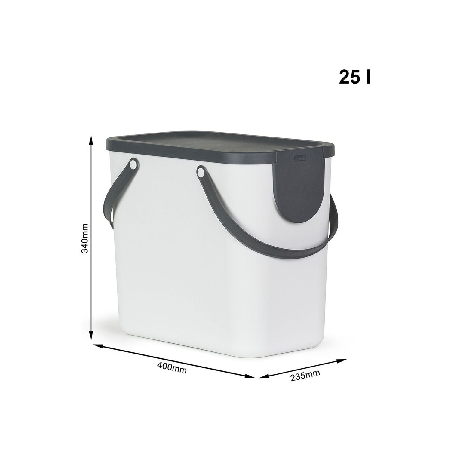 ROTHO - Pattumiera Albula Bianco 25 litri - h34x40x23,5 cm