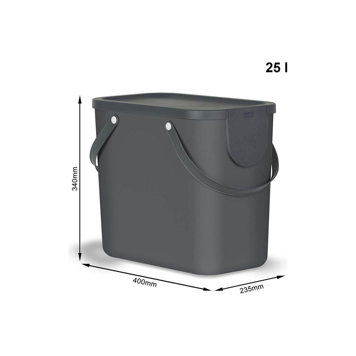 ROTHO - Pattumiera Albula Antracite 25 litri - h34x40x23,5 cm