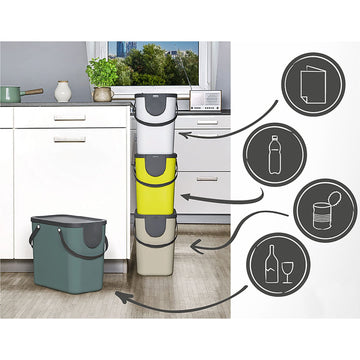 Cesto Portabiancheria Rotho Albula 40L Con Coperchio Basculante - Contenitore Impilabile In Plastica Riciclata Per Separazione Bucato