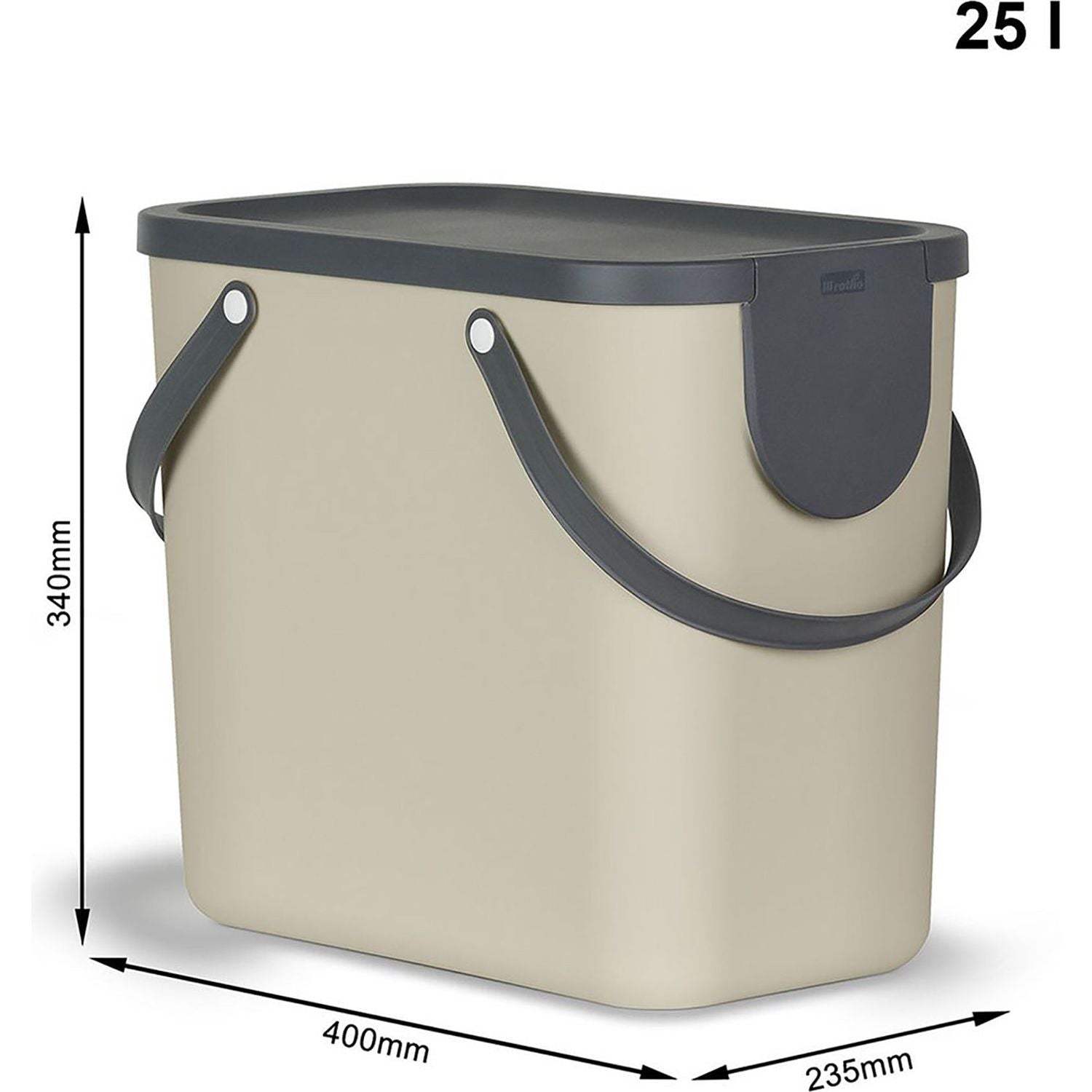 ROTHO - Pattumiera Albula Cappuccino 25 litri - h34x40x23,5 cm