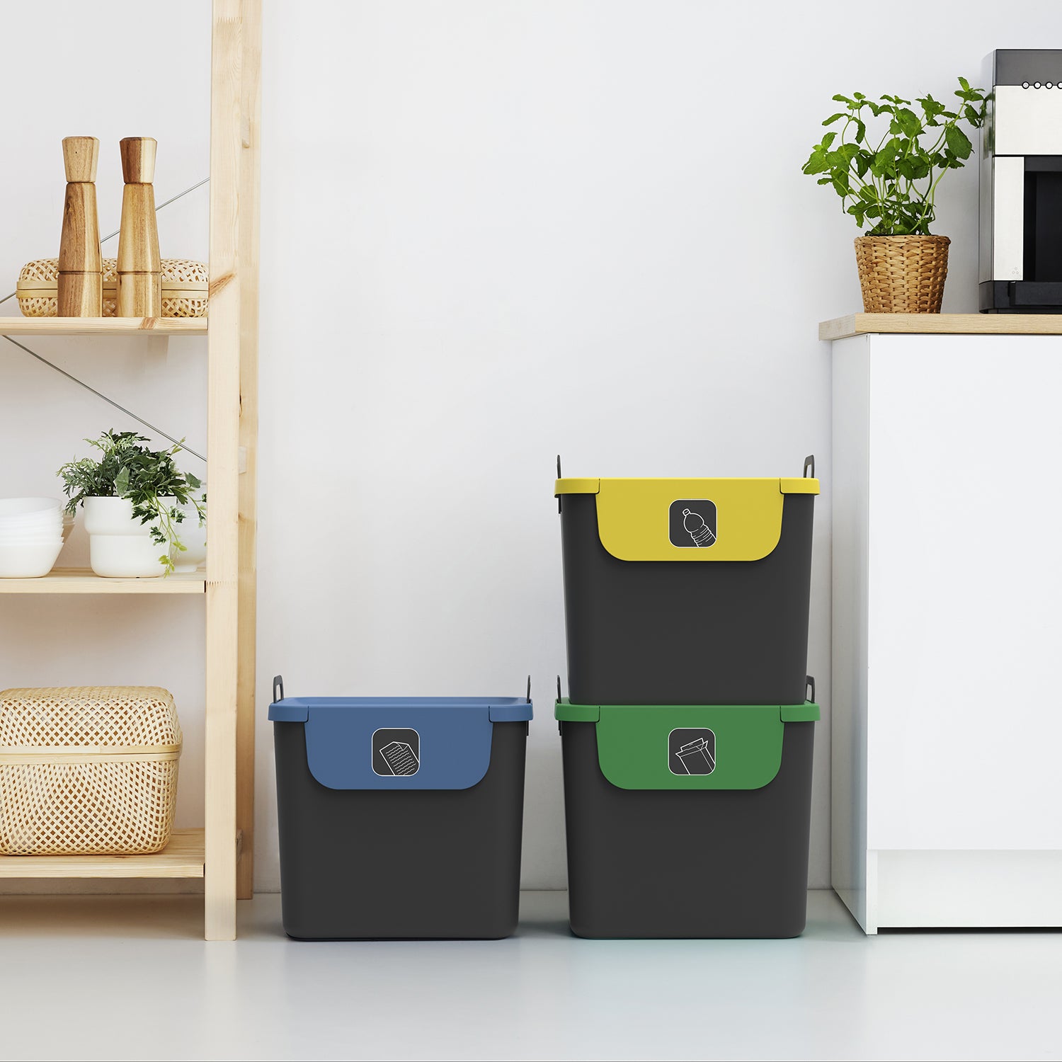 ROTHO - Set 3 Pattumiere per la Raccolta Differenziata Jive 30 litri