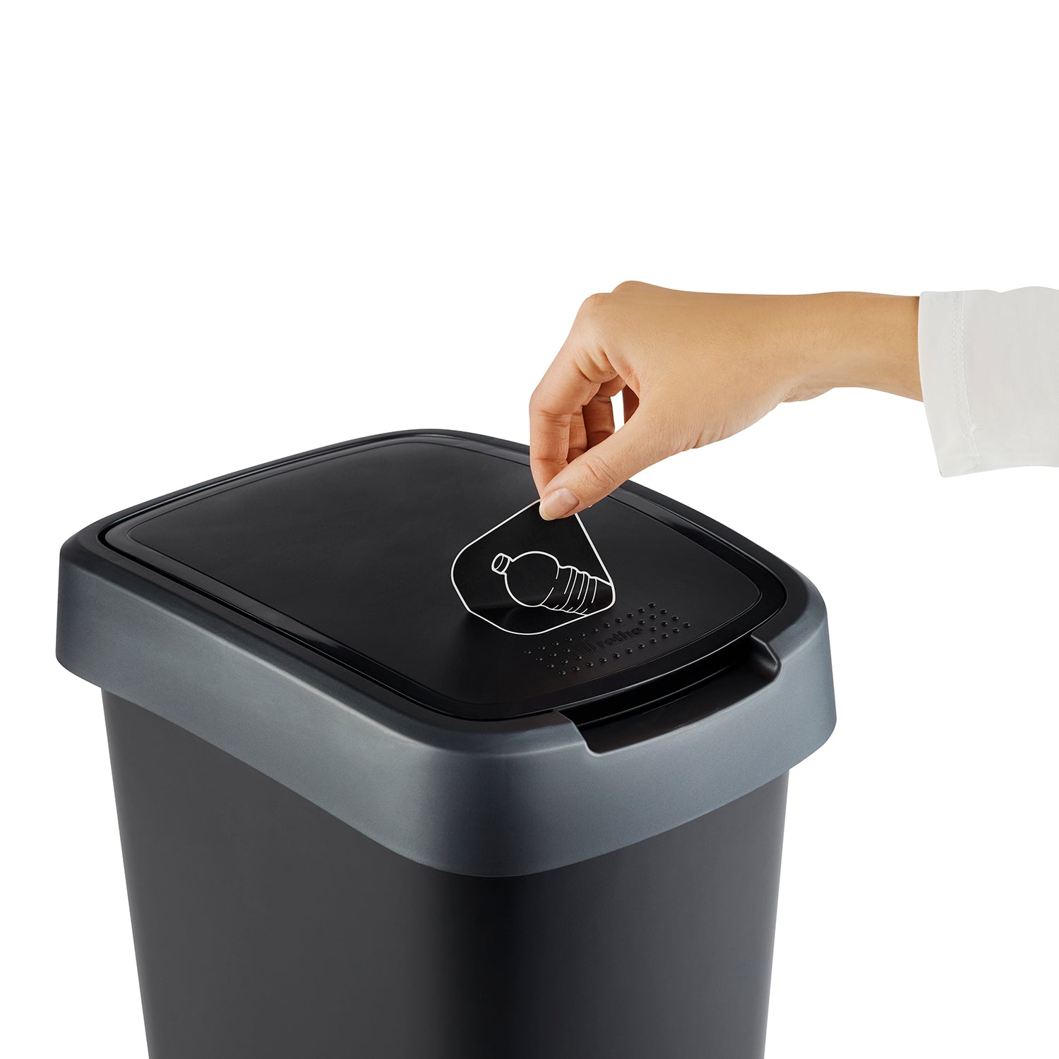 ROTHO  - Pattumiera per raccolta differenziata con coperchio basculante Twist Argento 10 Litri