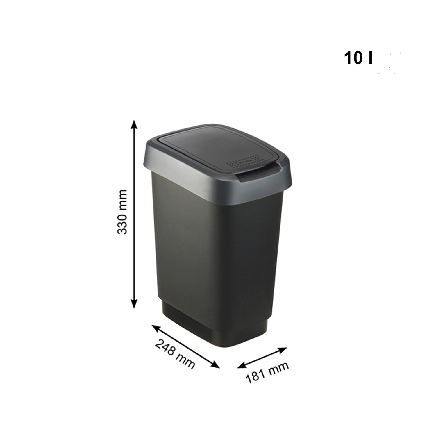 ROTHO  - Pattumiera per raccolta differenziata con coperchio basculante Twist Argento 10 Litri