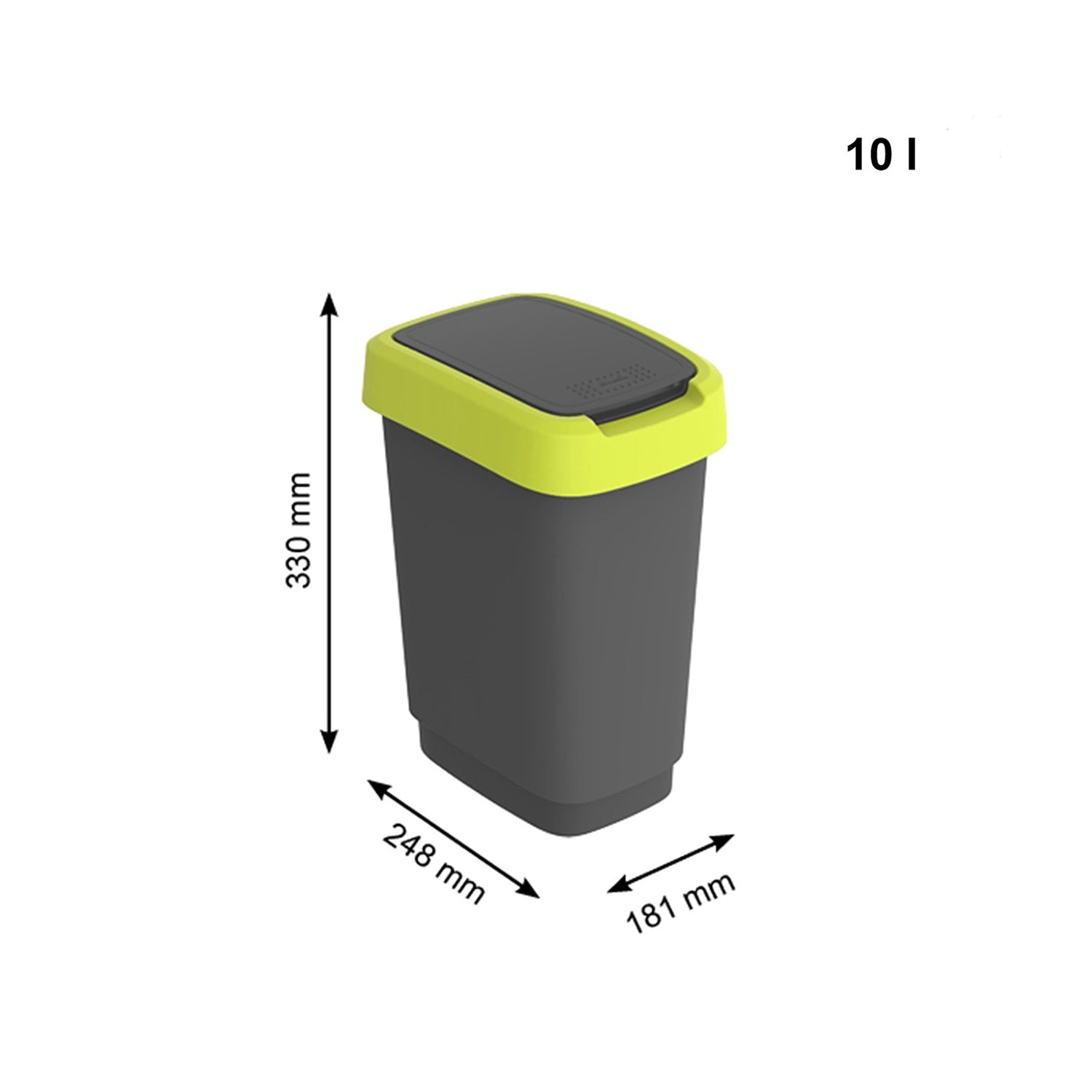 ROTHO  - Pattumiera per raccolta differenziata con coperchio basculante Twist Lime 10 Litri