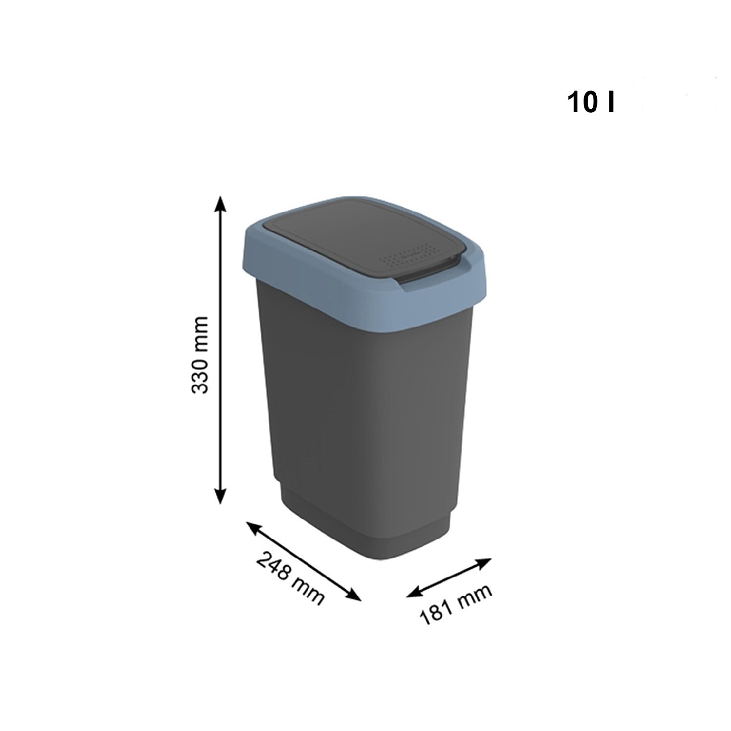 ROTHO  - Pattumiera per raccolta differenziata con coperchio basculante Twist Blu 10 Litri