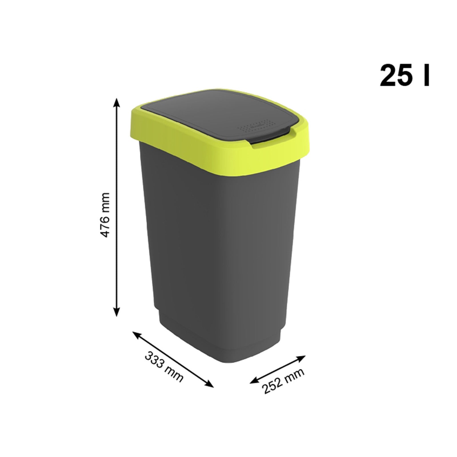 ROTHO  - Pattumiera per raccolta differenziata con coperchio basculante Twist Lime 25 Litri