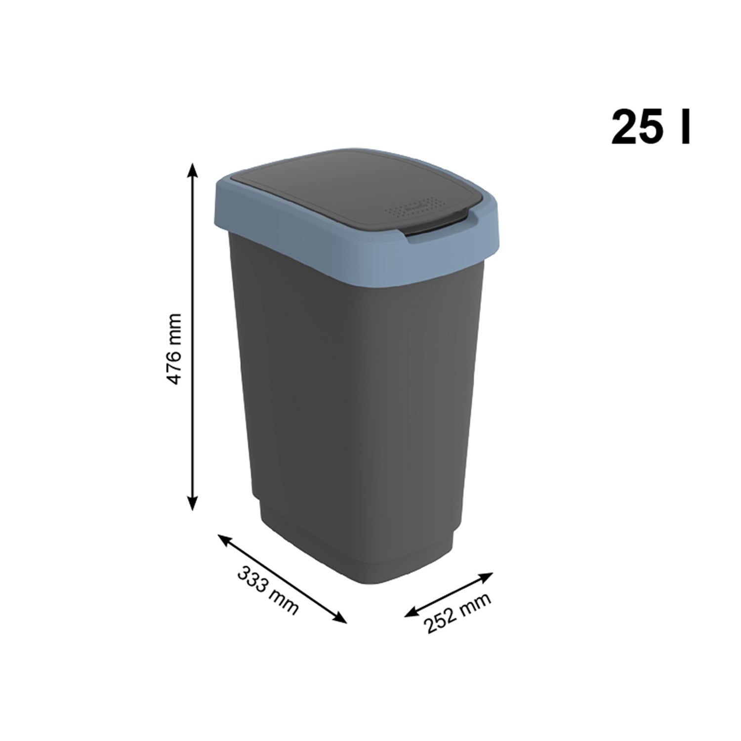 ROTHO  - Pattumiera per raccolta differenziata con coperchio basculante Twist Blu 25 Litri